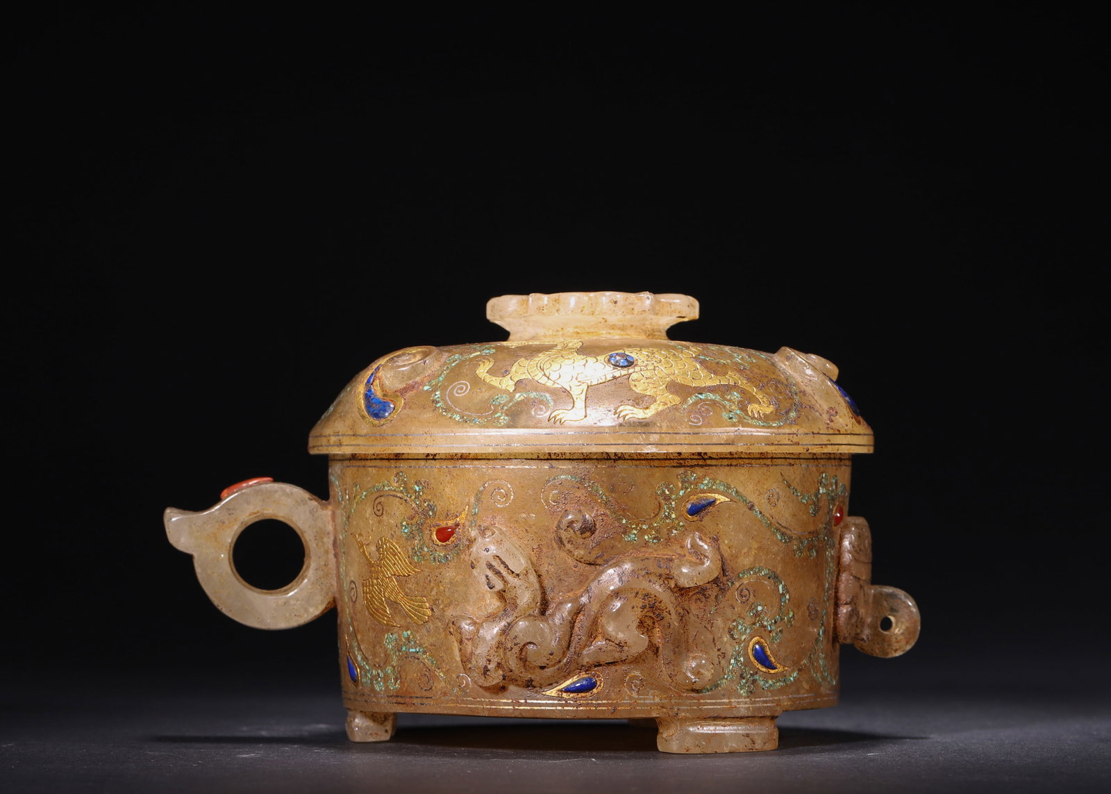 A Crystal Cup with Gold and Silver Inlay and Gemstone Inlay, Han Dynasty - 2