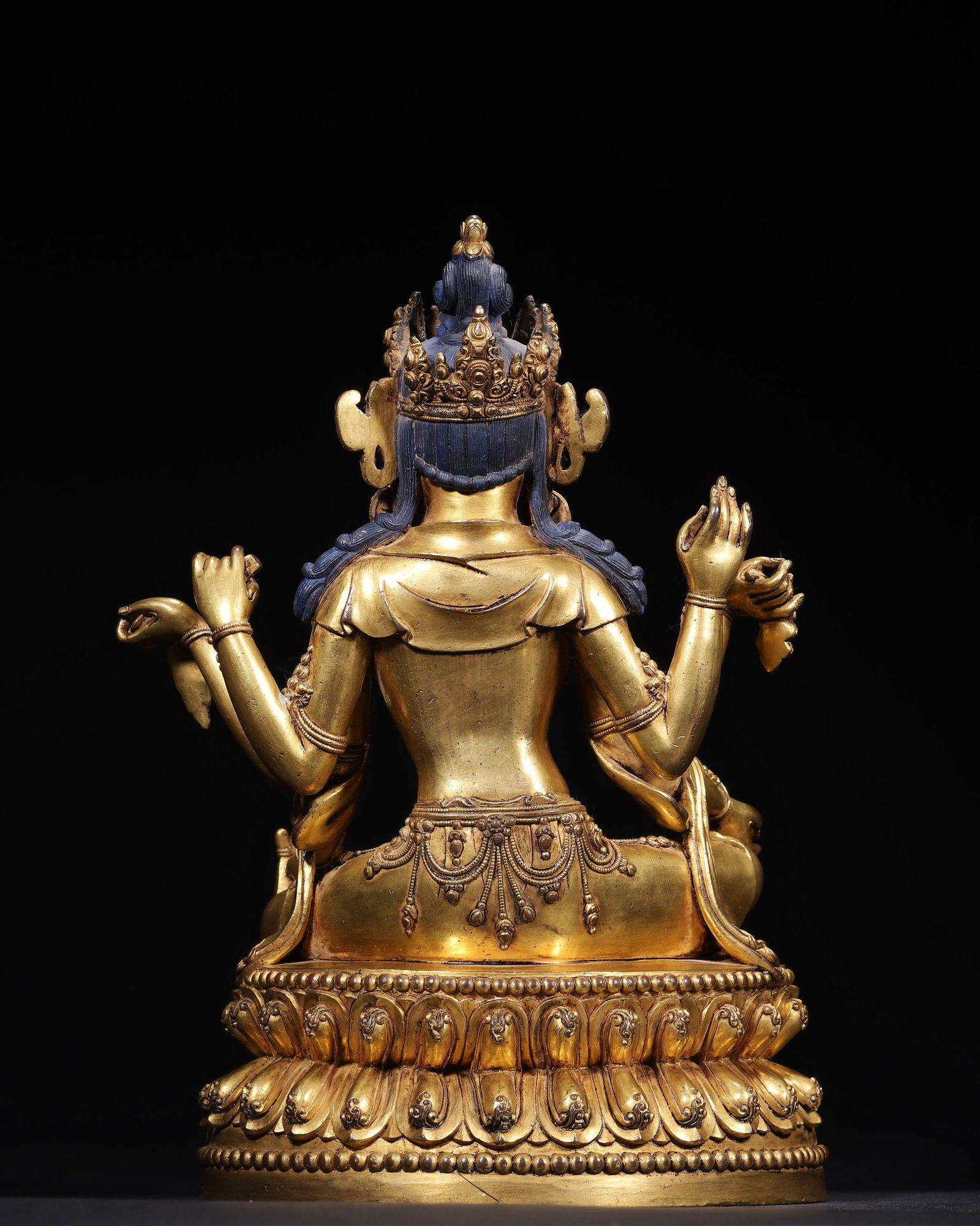 A Gilt-Bronze Seated Six-Armed Guanyin in Royal Ease Posture, Dated Yongle Period, Ming Dynasty, - 10