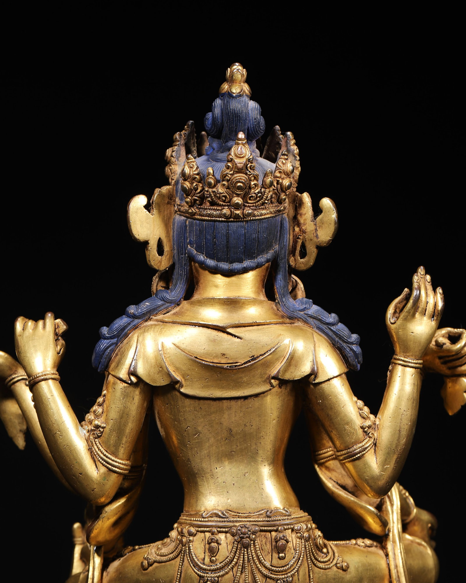 A Gilt-Bronze Seated Six-Armed Guanyin in Royal Ease Posture, Dated Yongle Period, Ming Dynasty, - 11