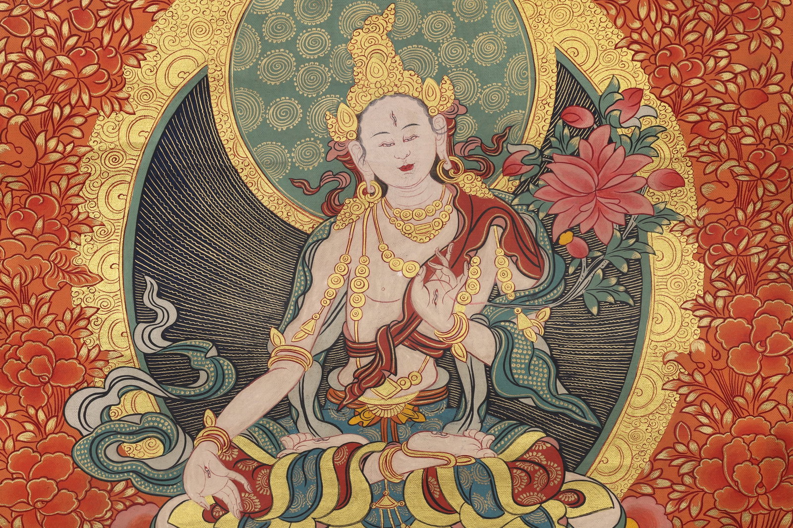 A White Tara Thangka - Qing Dynasty - 4