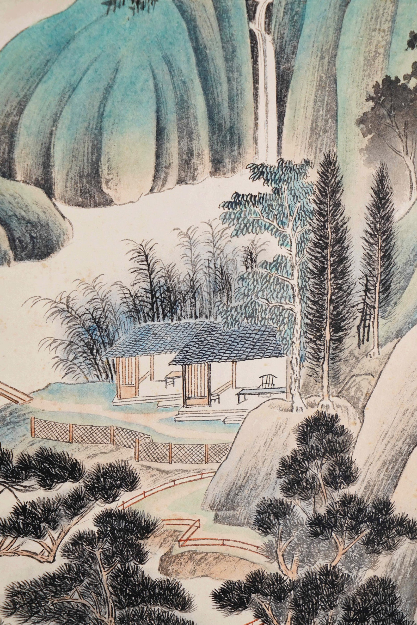 Zhang Daqian (1899-1983) Preparing Tea, framed ink and color on paper, dated 1943 - 4