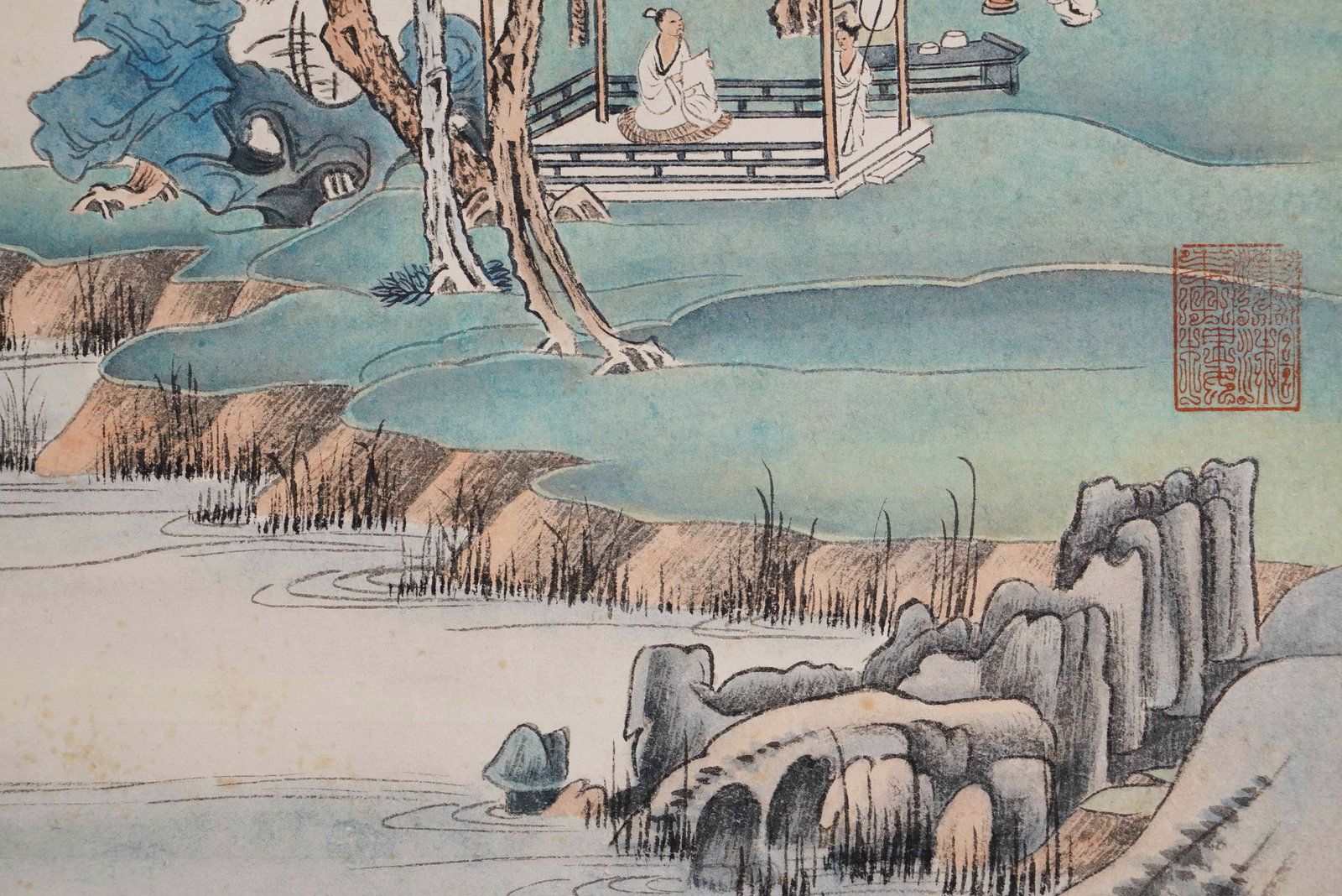 Zhang Daqian (1899-1983) Preparing Tea, framed ink and color on paper, dated 1943 - 8
