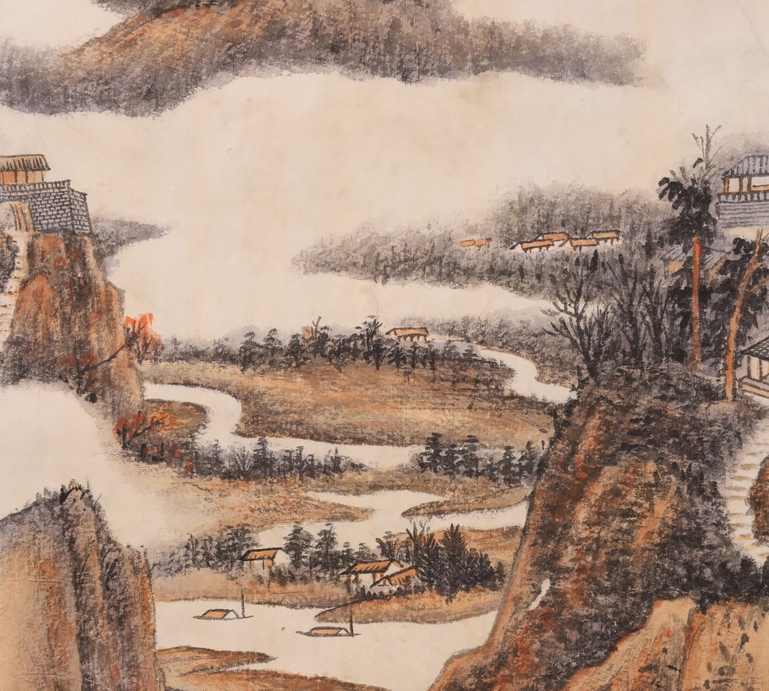 A Paper Color Landscape Painting Signed Zhang Daqian, Modern Era - 3