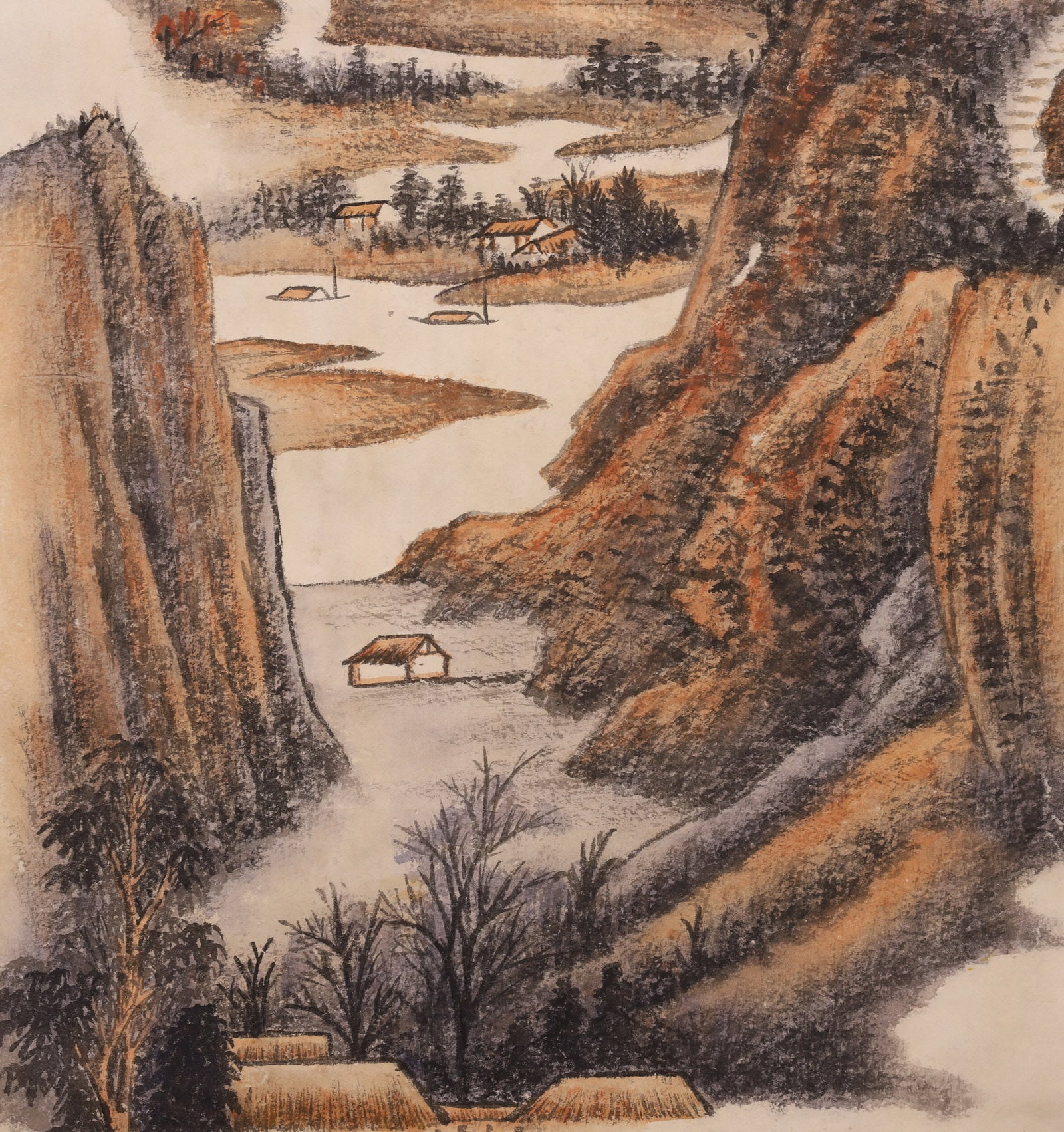 A Paper Color Landscape Painting Signed Zhang Daqian, Modern Era - 4