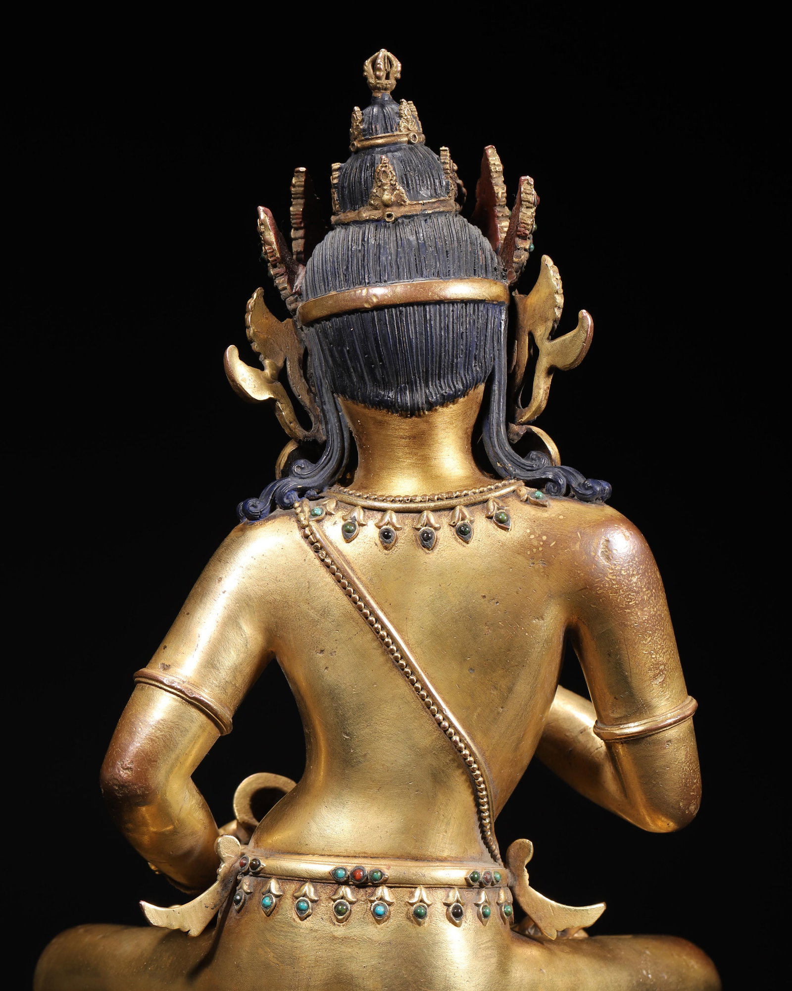 A Gilt-Bronze Inlaid Vajrasattva Statue, Imperial Palace Made, Qing Dynasty, Dated to 54th Year of - 9