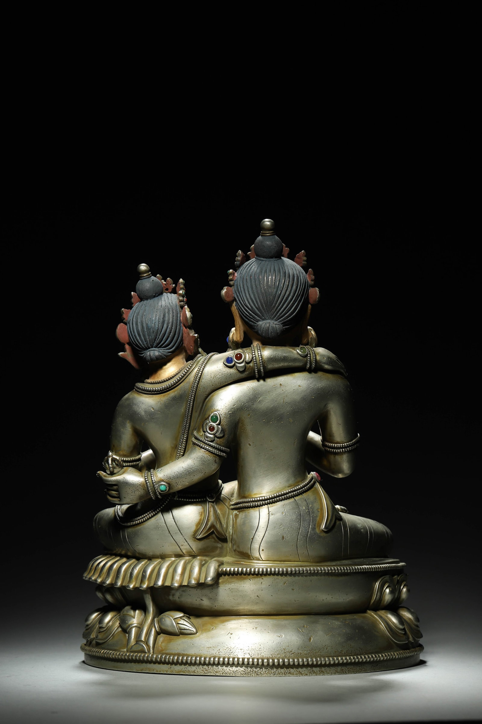 A Silver Gem-Inlaid Statue of Vajrasattva Consort, Qing Dynasty - 10