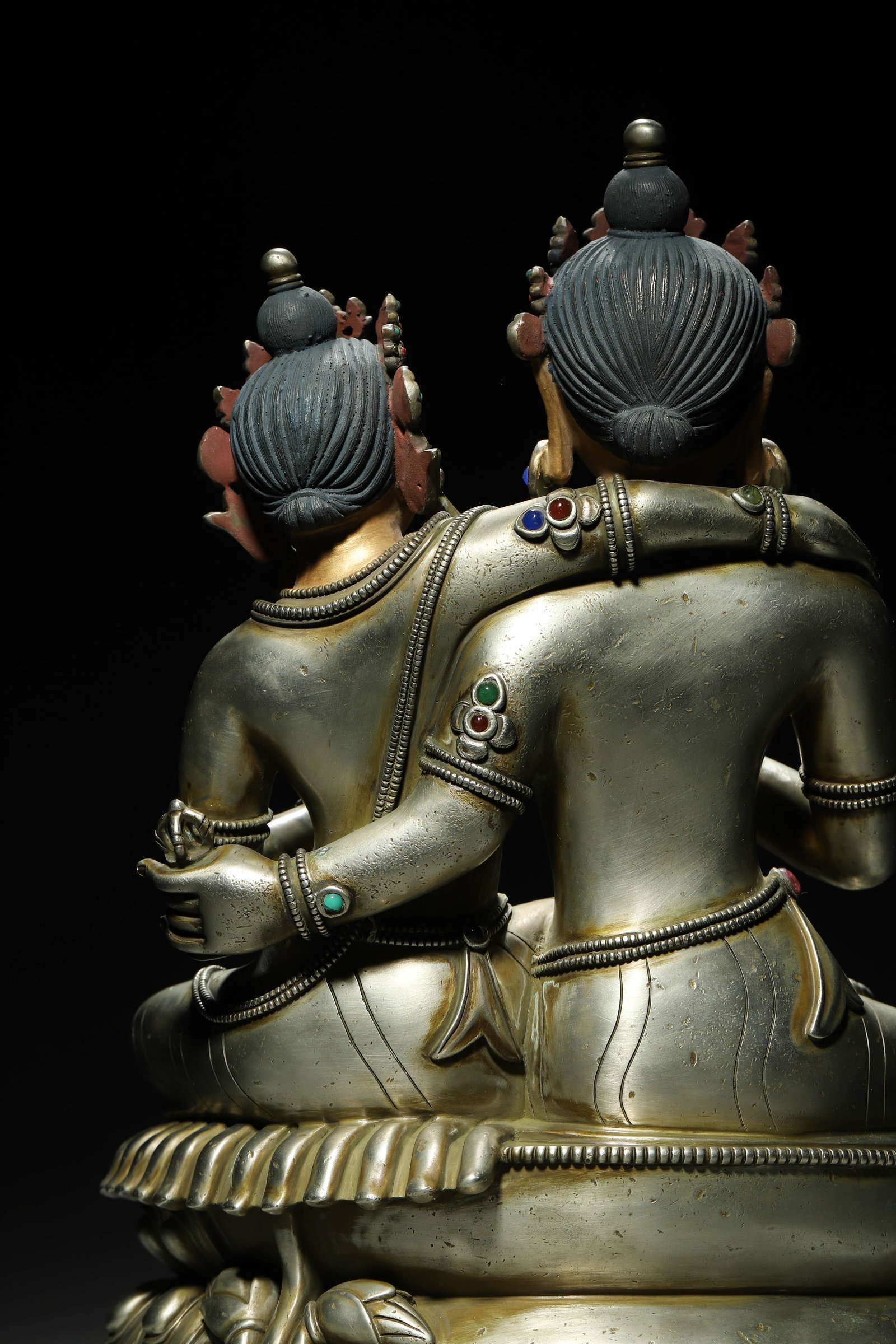 A Silver Gem-Inlaid Statue of Vajrasattva Consort, Qing Dynasty - 11