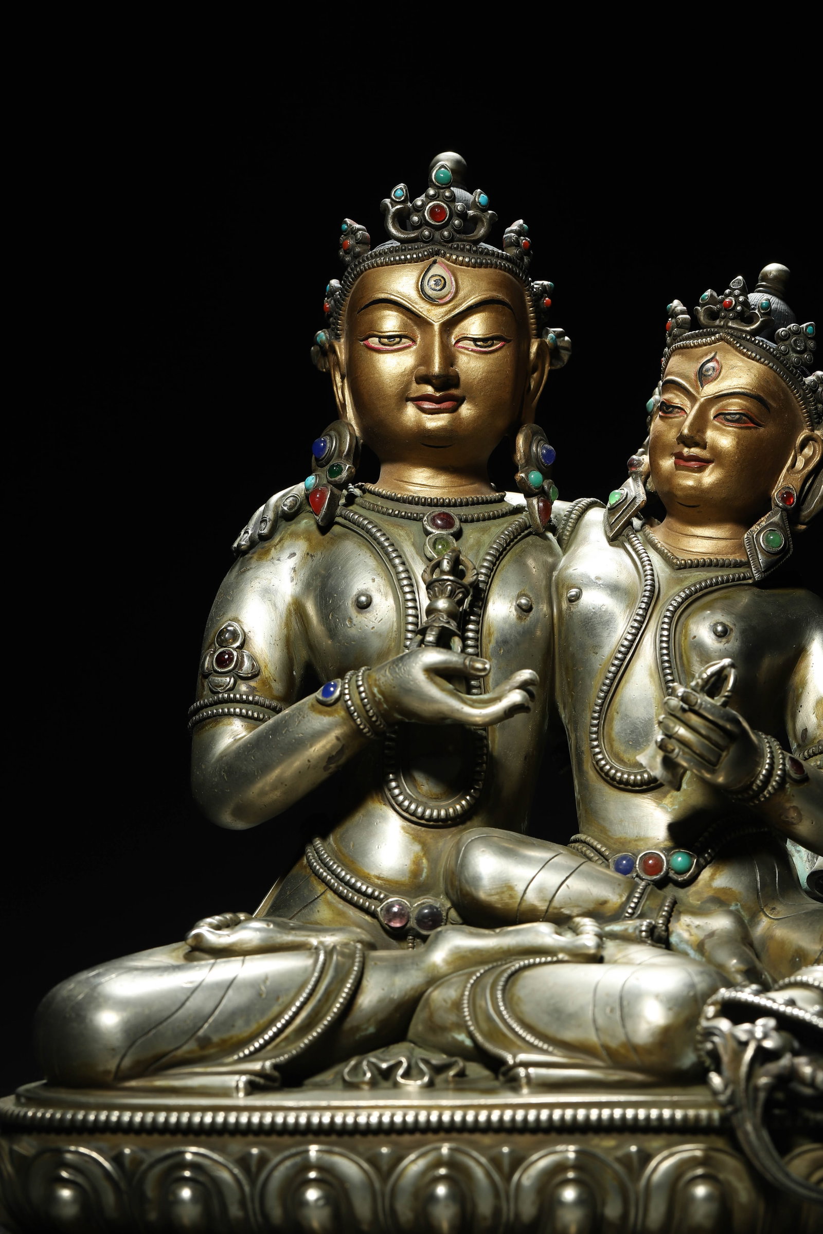 A Silver Gem-Inlaid Statue of Vajrasattva Consort, Qing Dynasty - 2