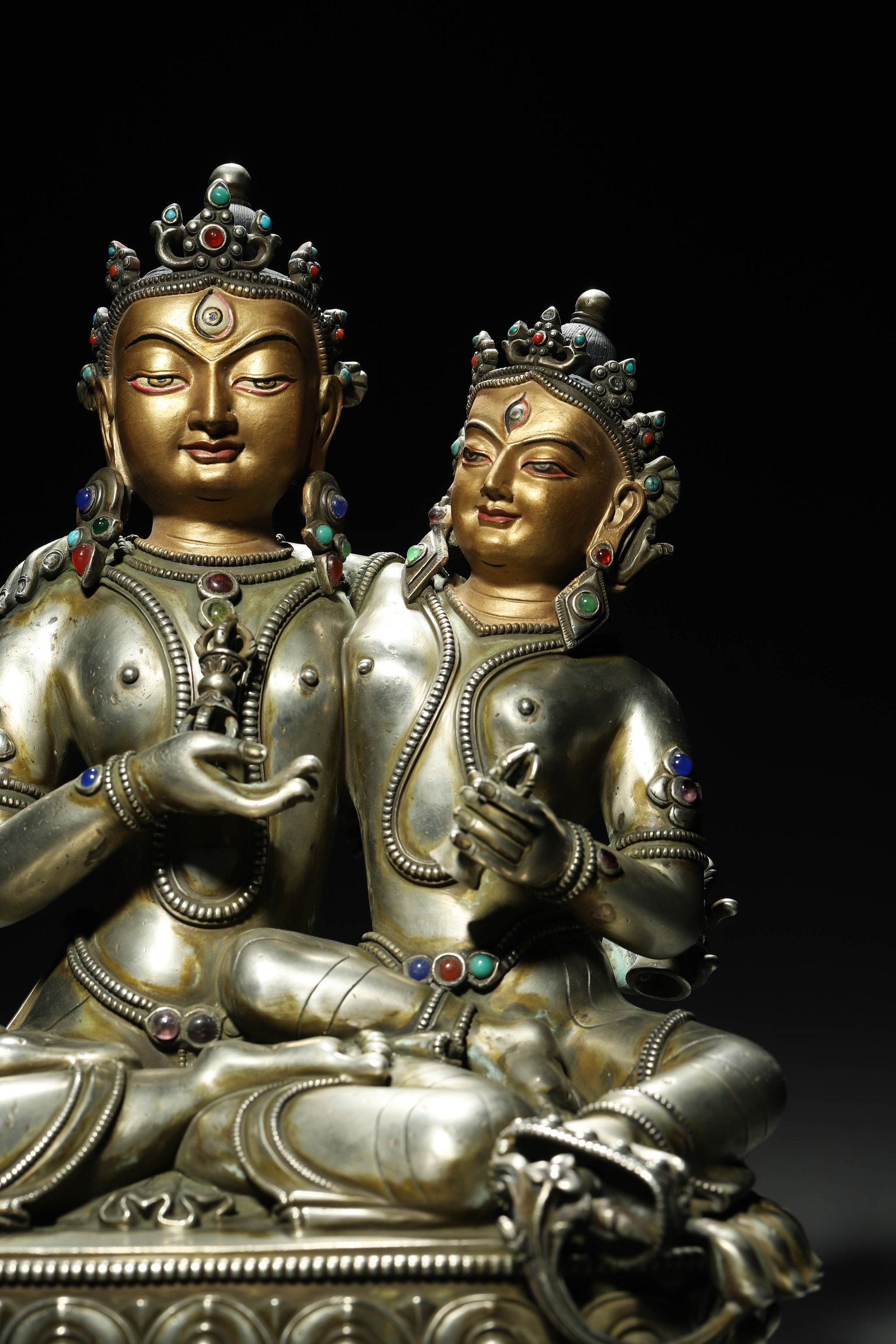 A Silver Gem-Inlaid Statue of Vajrasattva Consort, Qing Dynasty - 3