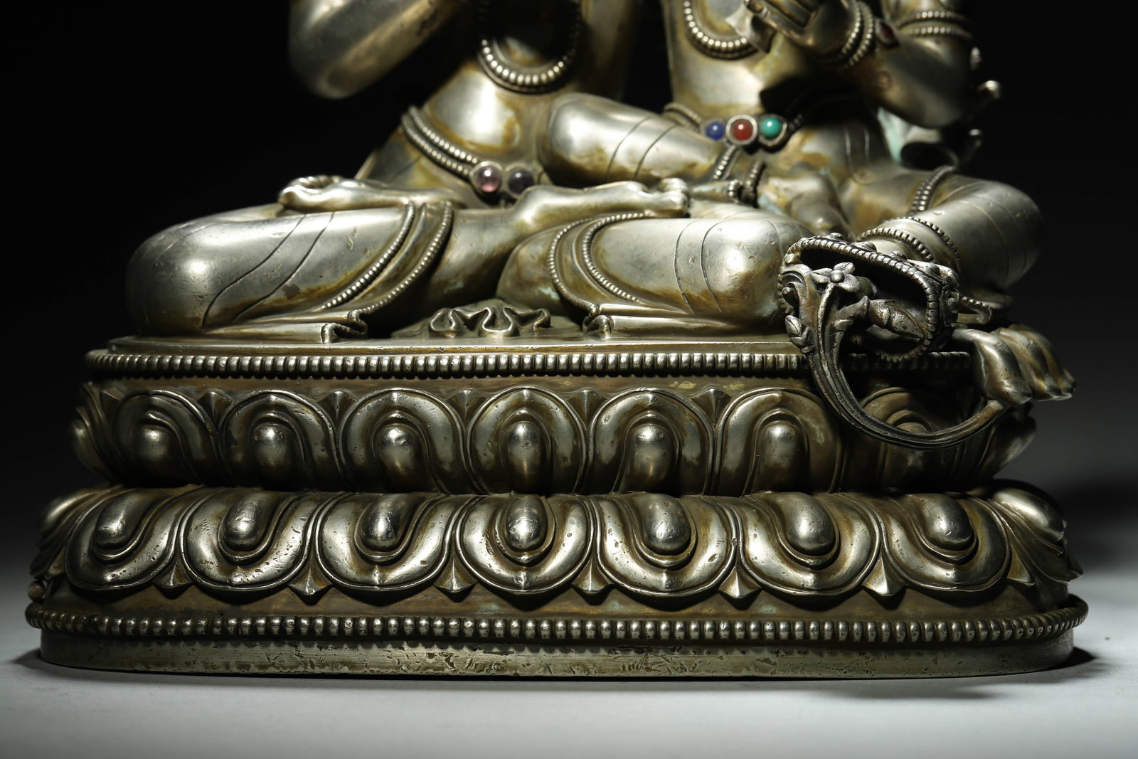 A Silver Gem-Inlaid Statue of Vajrasattva Consort, Qing Dynasty - 4