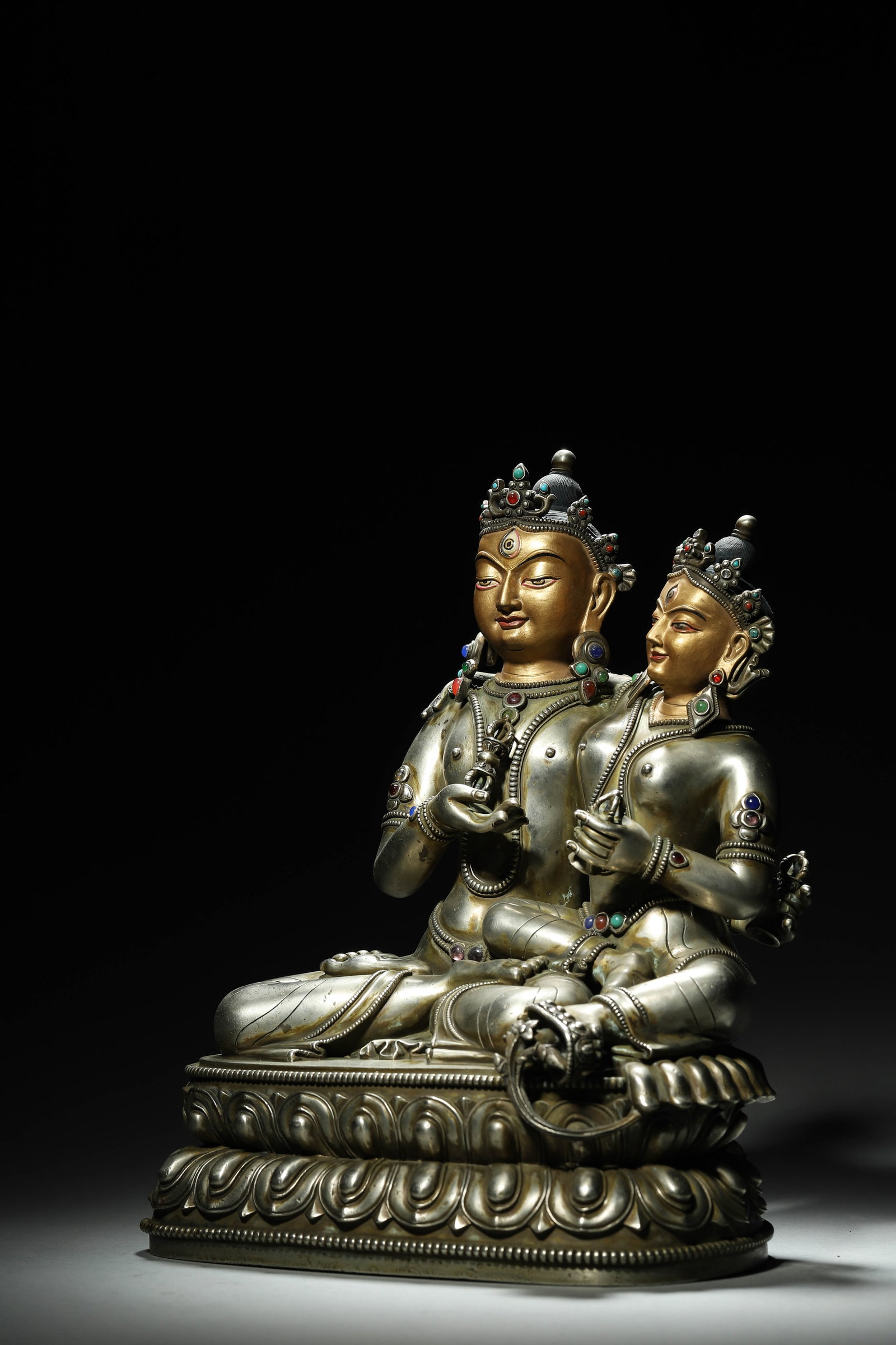 A Silver Gem-Inlaid Statue of Vajrasattva Consort, Qing Dynasty - 5