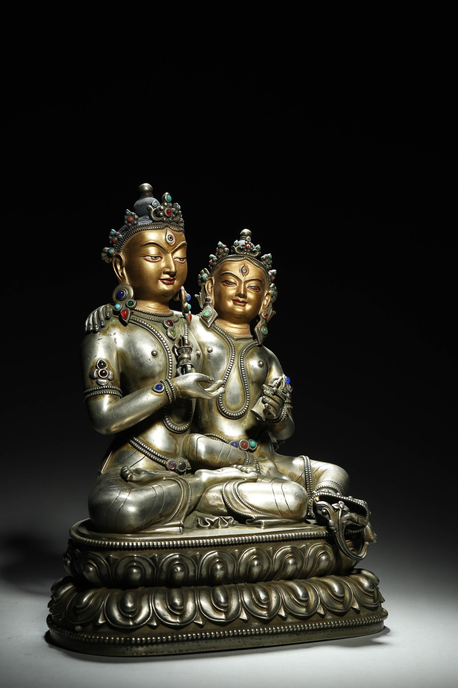 A Silver Gem-Inlaid Statue of Vajrasattva Consort, Qing Dynasty - 7