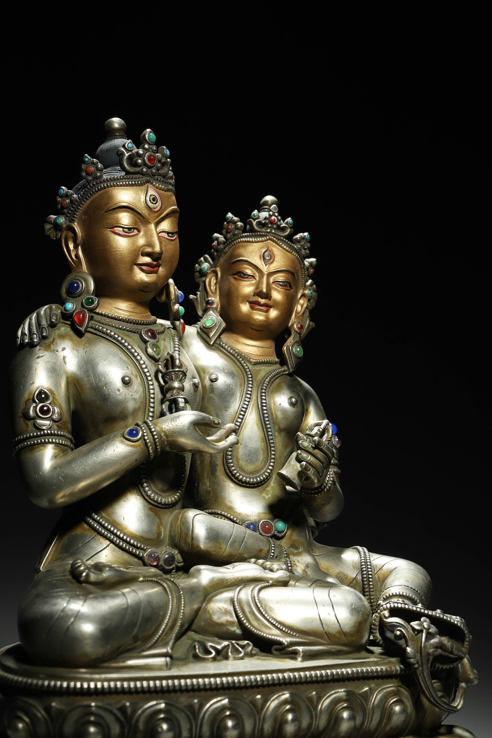 A Silver Gem-Inlaid Statue of Vajrasattva Consort, Qing Dynasty - 8