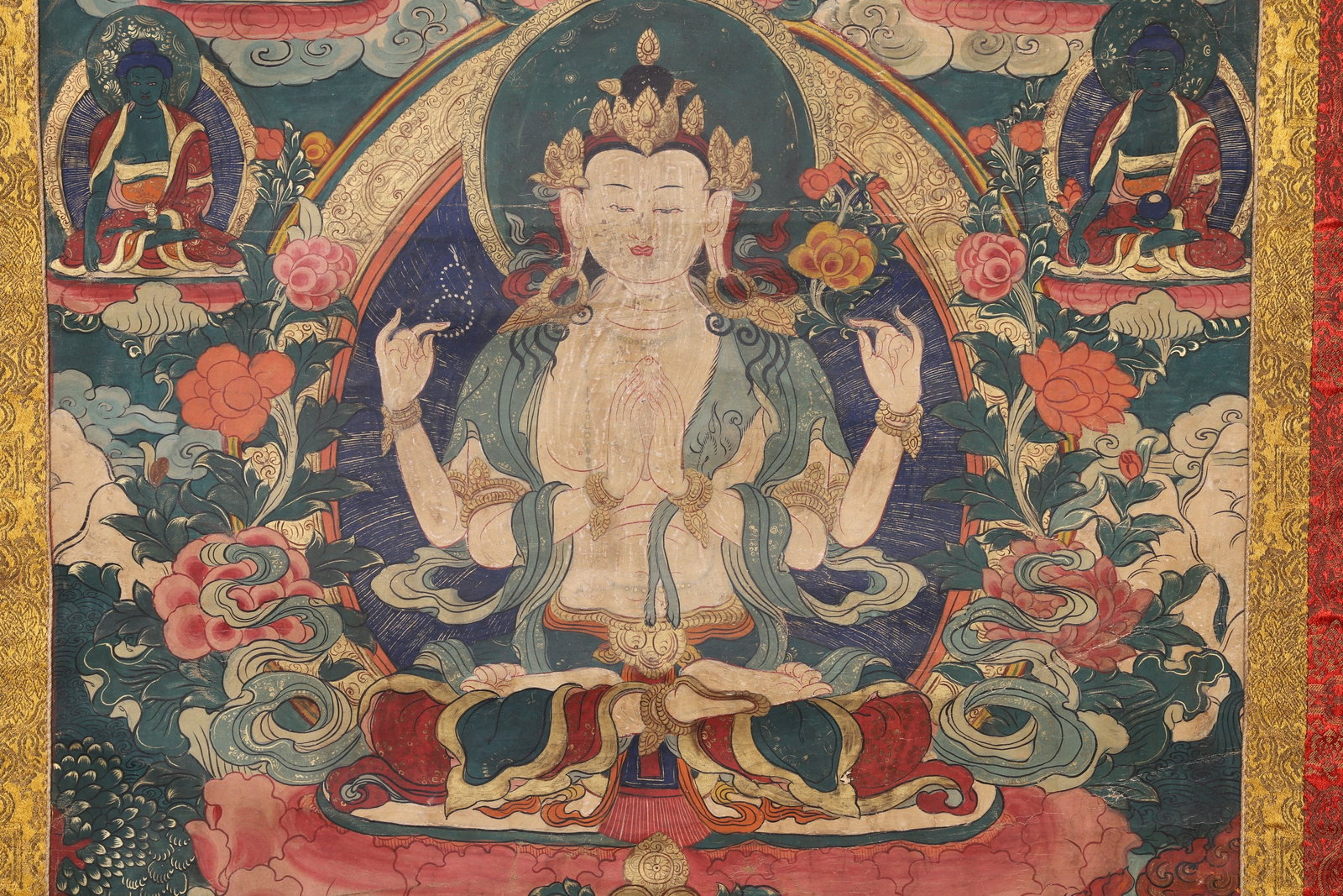 A Four-armed Avalokiteshvara Thangka - Qing Dynasty - 3