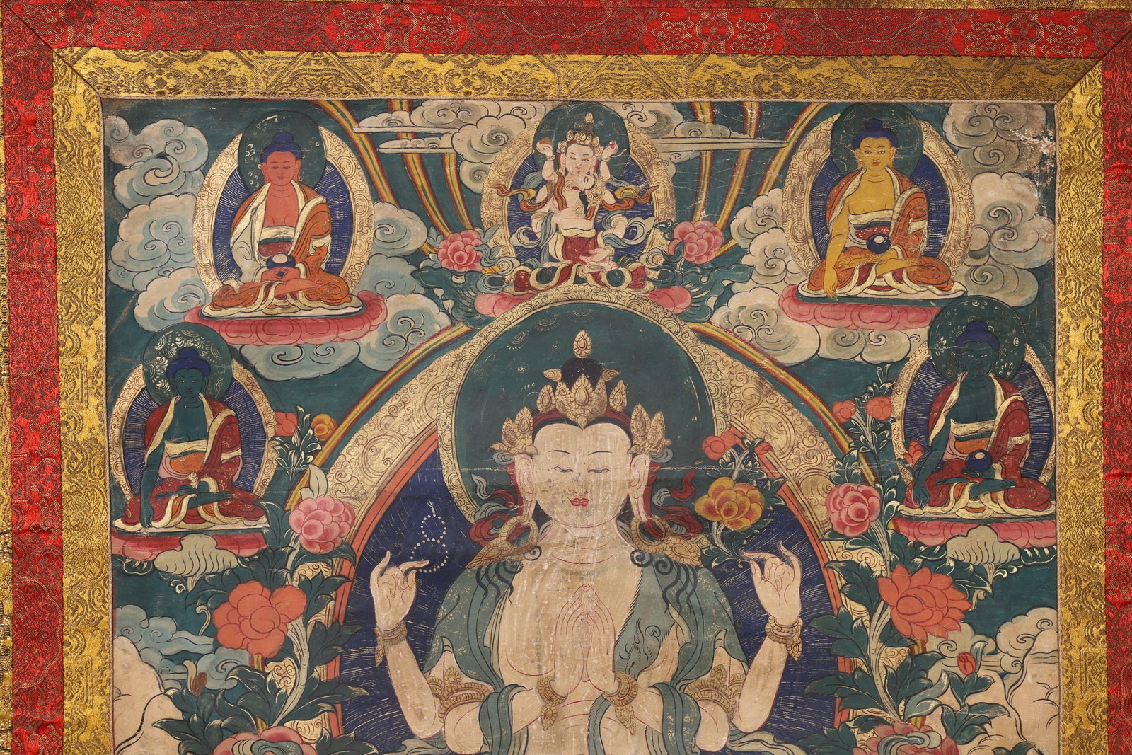 A Four-armed Avalokiteshvara Thangka - Qing Dynasty - 5