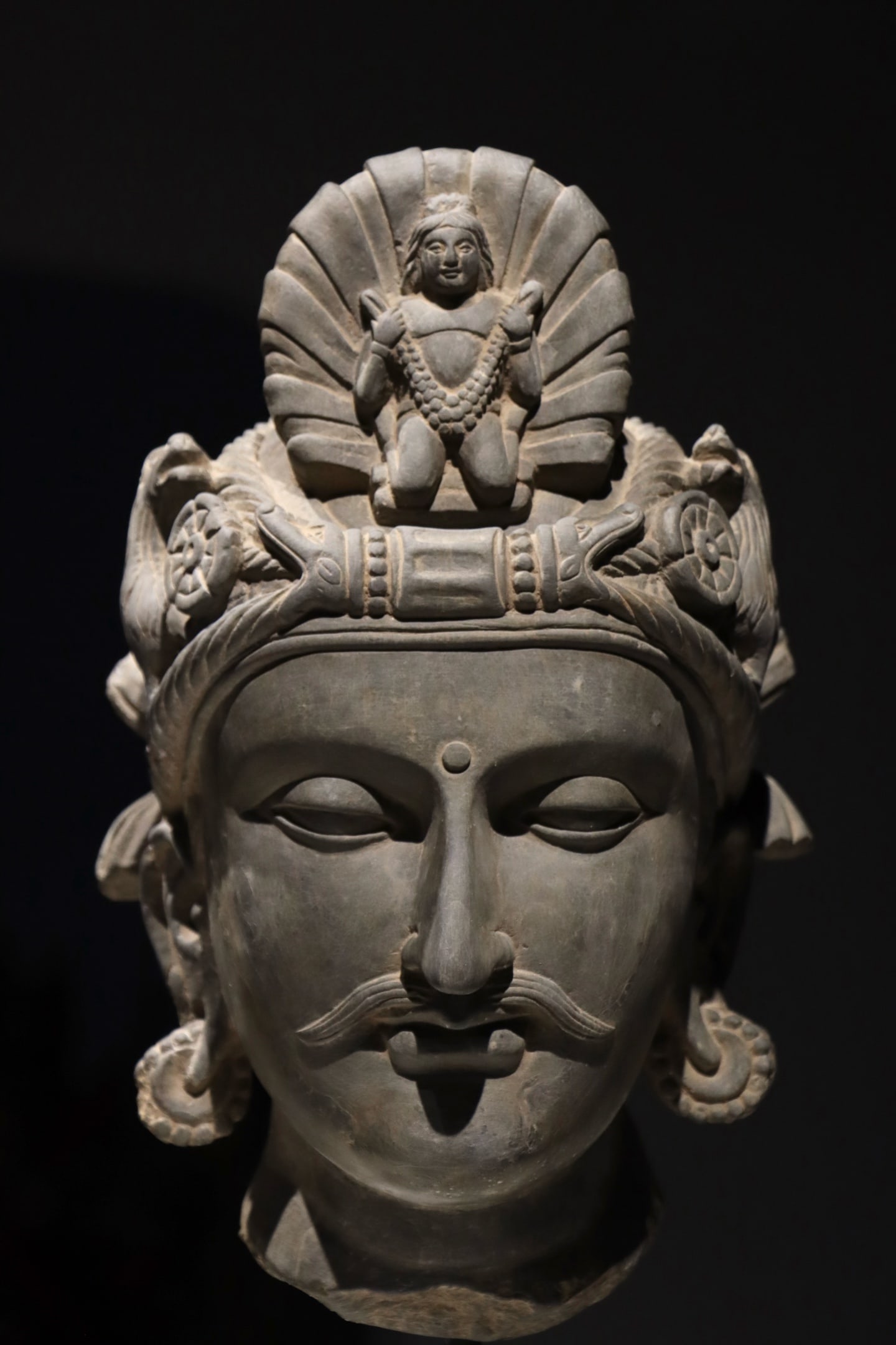 A Grey Schist Head of Vishnu, Medieval India - 2