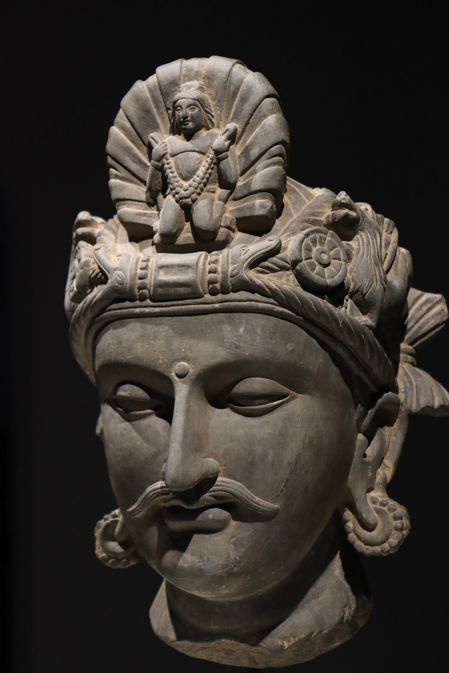 A Grey Schist Head of Vishnu, Medieval India - 3