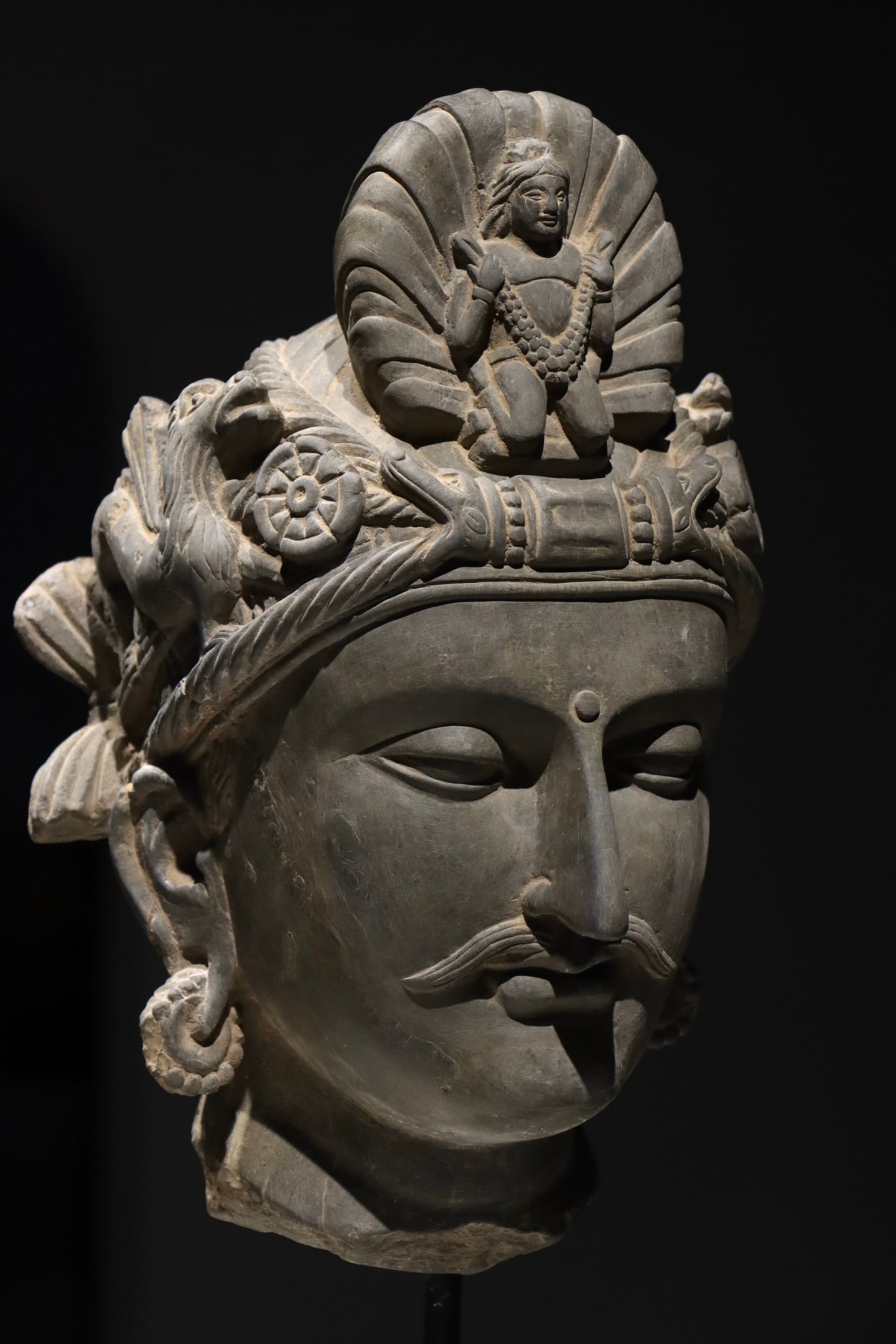 A Grey Schist Head of Vishnu, Medieval India - 5