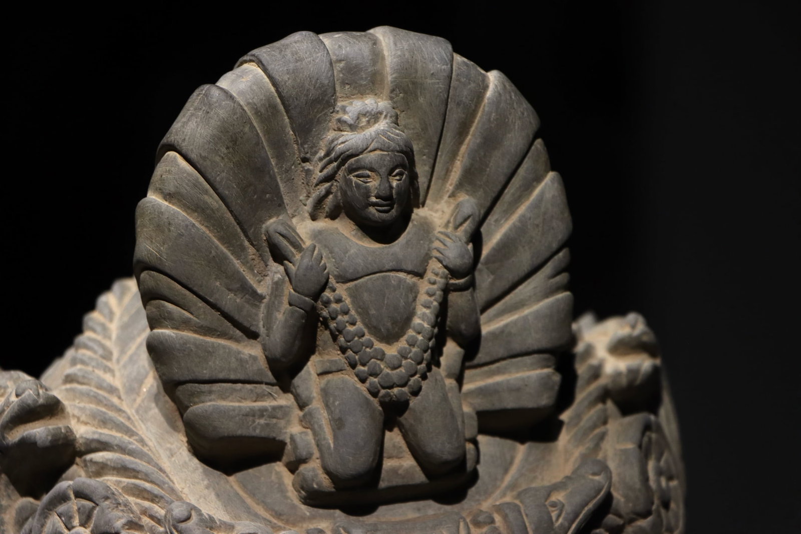 A Grey Schist Head of Vishnu, Medieval India - 7
