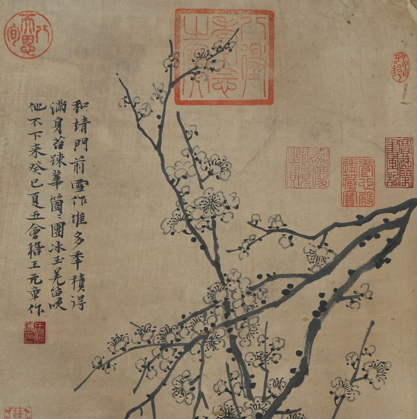Four Hanging Scrolls of "Plum Blossoms in Four Seasons" by Wang Mian, Yuan Dynasty - 6