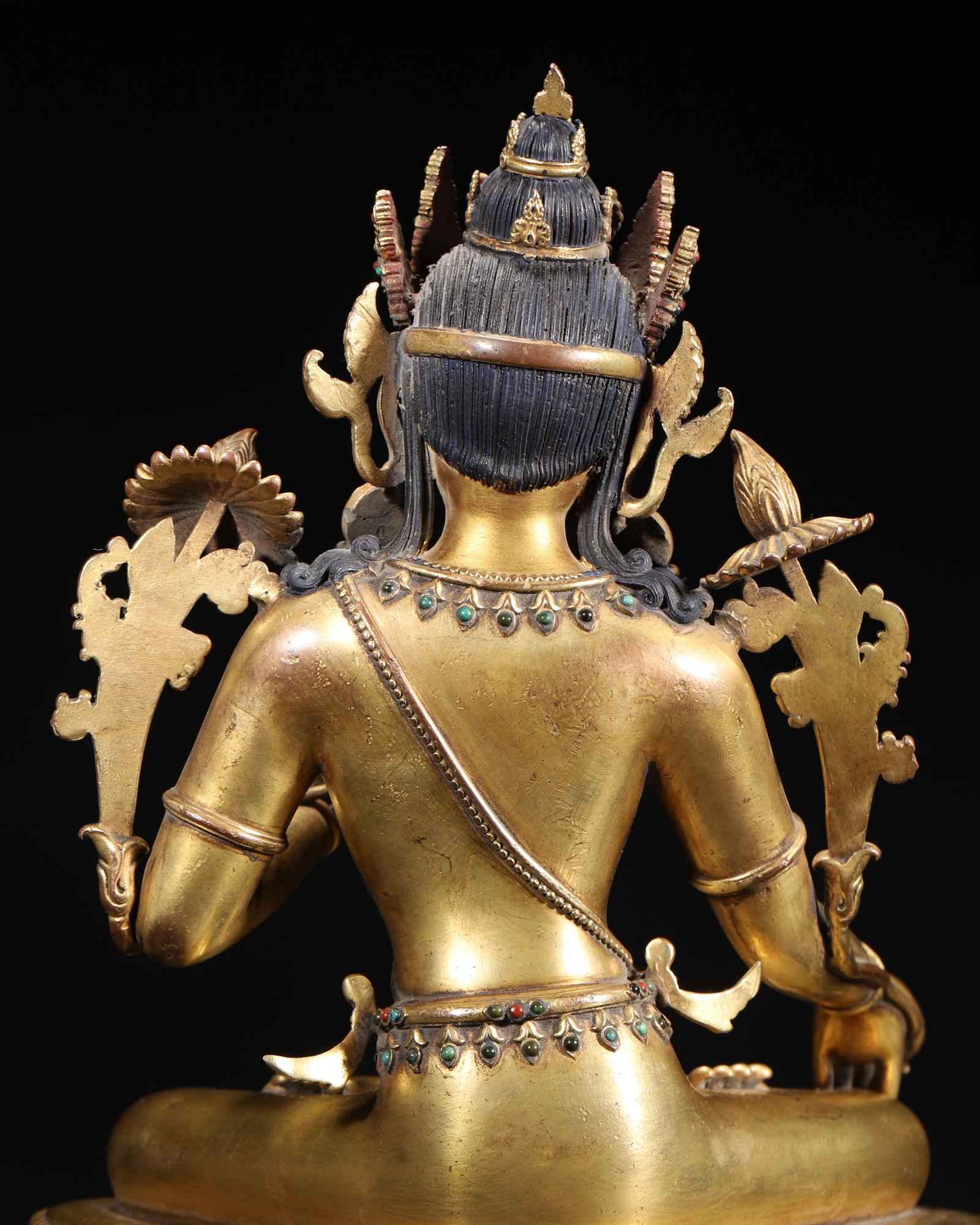 A Gilt-Bronze Inlaid White Tara Statue, Imperial Palace Made, Dated to Bingwu Year of Kangxi Reign, - 10