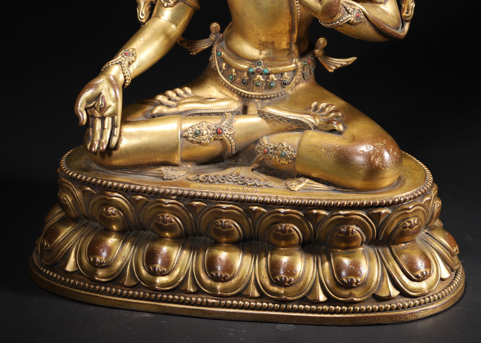 A Gilt-Bronze Inlaid White Tara Statue, Imperial Palace Made, Dated to Bingwu Year of Kangxi Reign, - 4