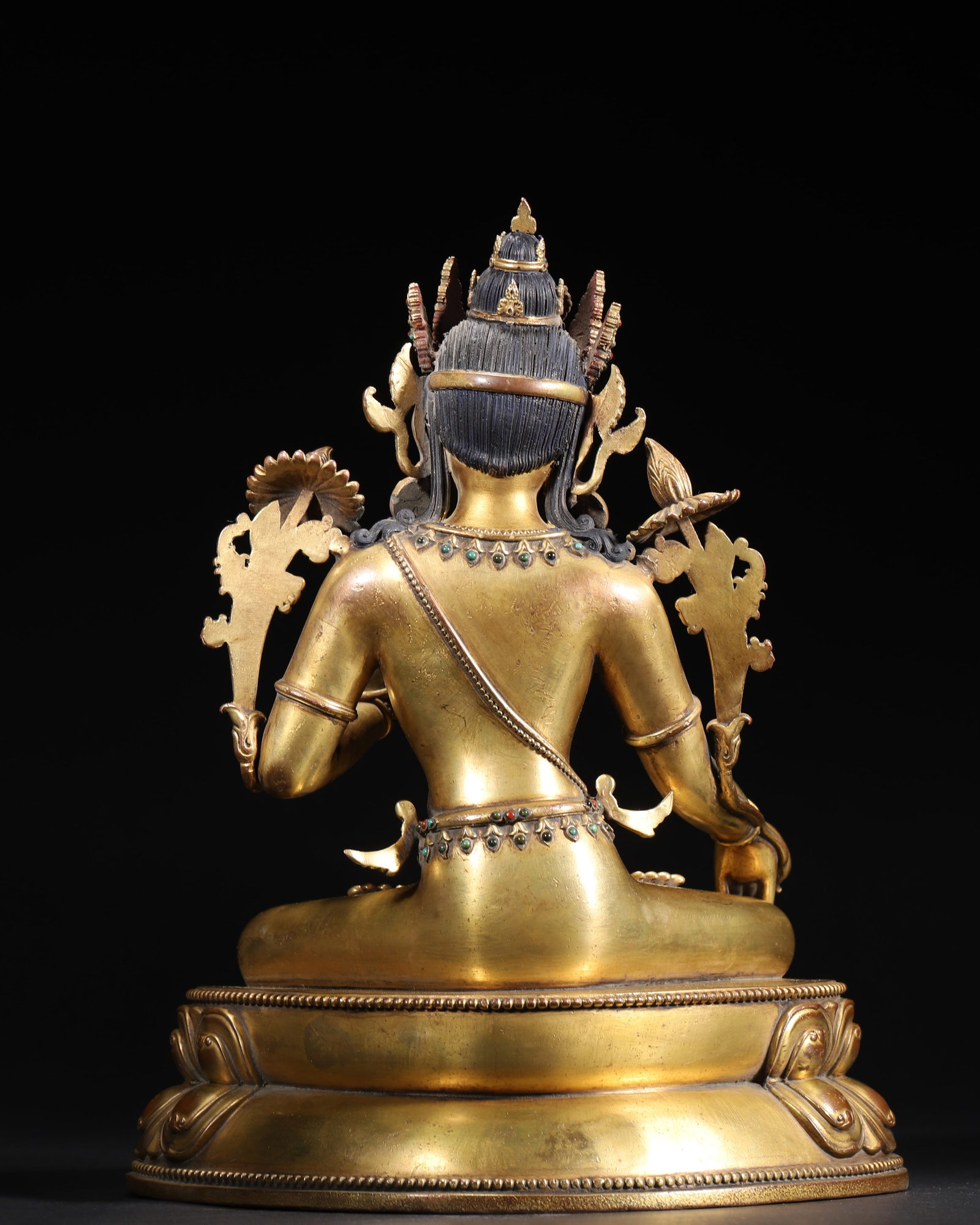 A Gilt-Bronze Inlaid White Tara Statue, Imperial Palace Made, Dated to Bingwu Year of Kangxi Reign, - 9