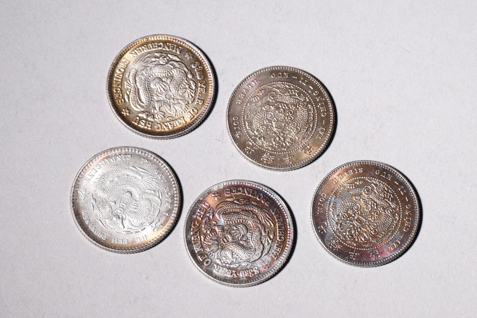 A Group of Ten Silver Coins with Dragon and Sun Yat-sen Portraits - 6