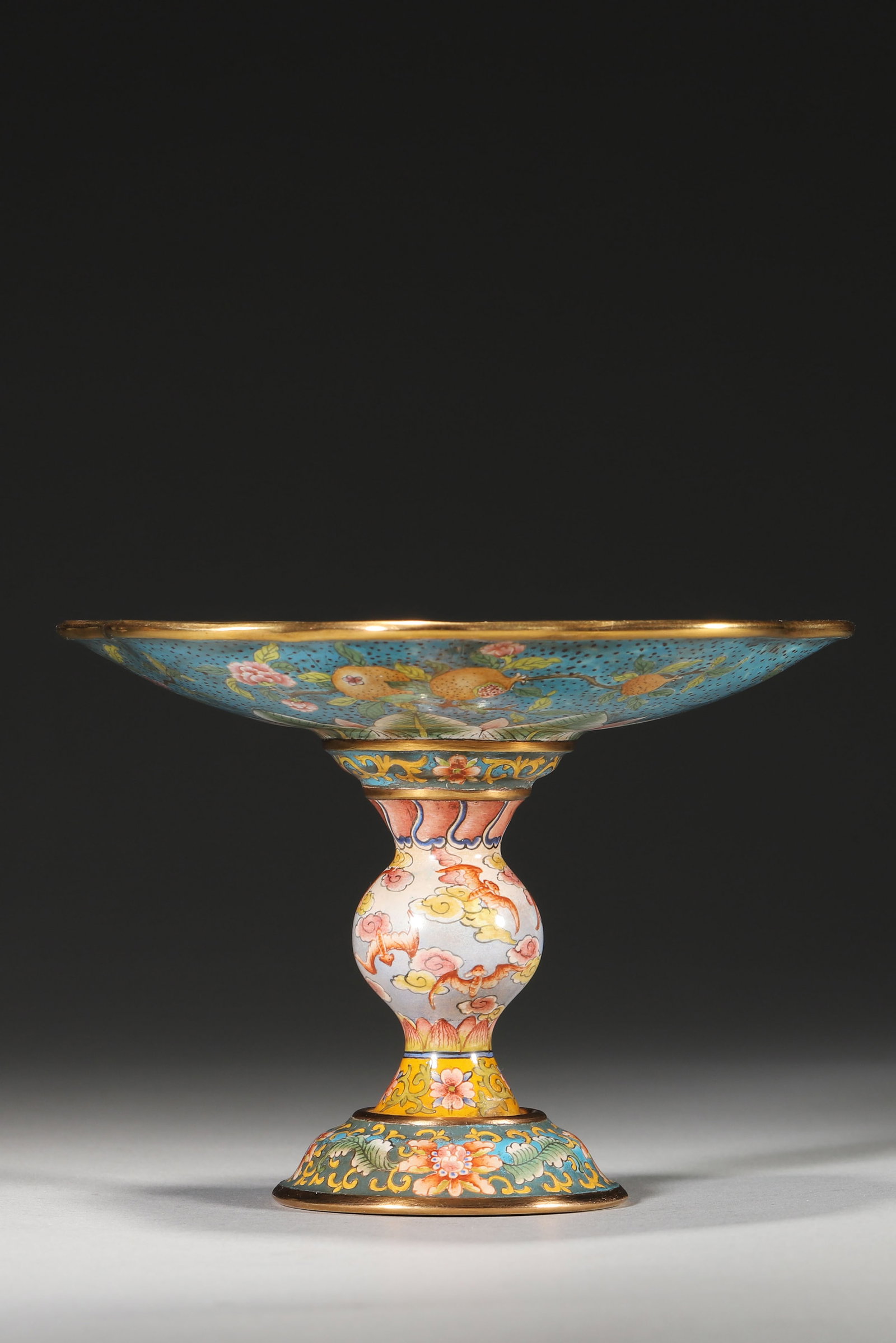An Enameled Copper Stem Plate with Auspicious Motifs, Qianlong Period (1 of 7)