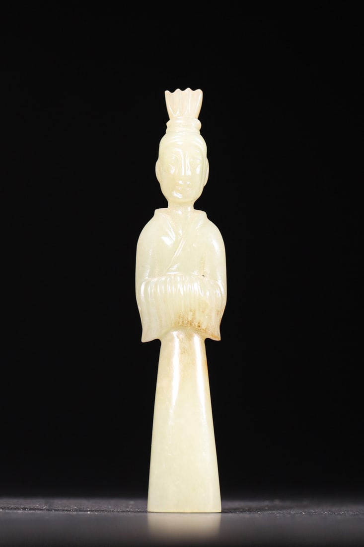 A Hetian Jade Carving of a Standing Figure - Han Dynasty (1 of 7)