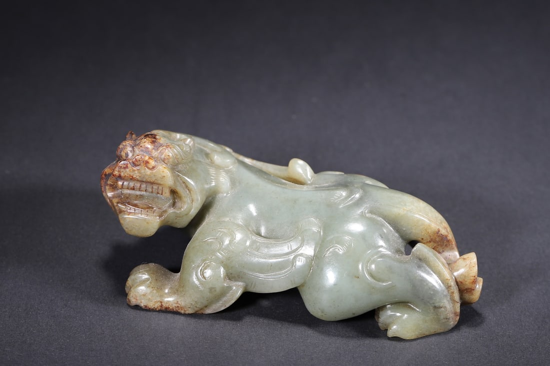 A Hetian Green Jade Carving of a Bixie - Han Dynasty (1 of 7)