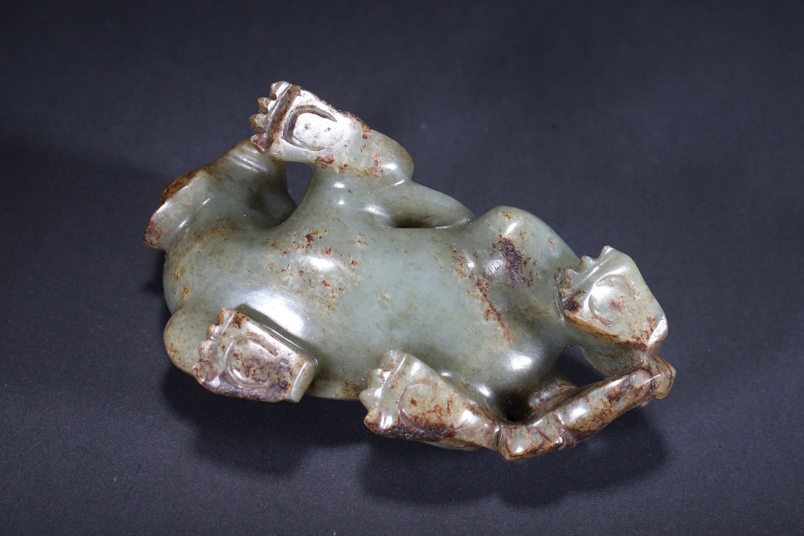 A Hetian Green Jade Carving of a Bixie - Han Dynasty - 7