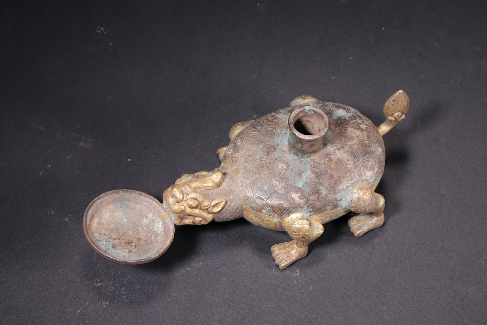 A Gilt and Silvered Bronze Xuanwu Water Dropper - Tang Dynasty (1 of 7)