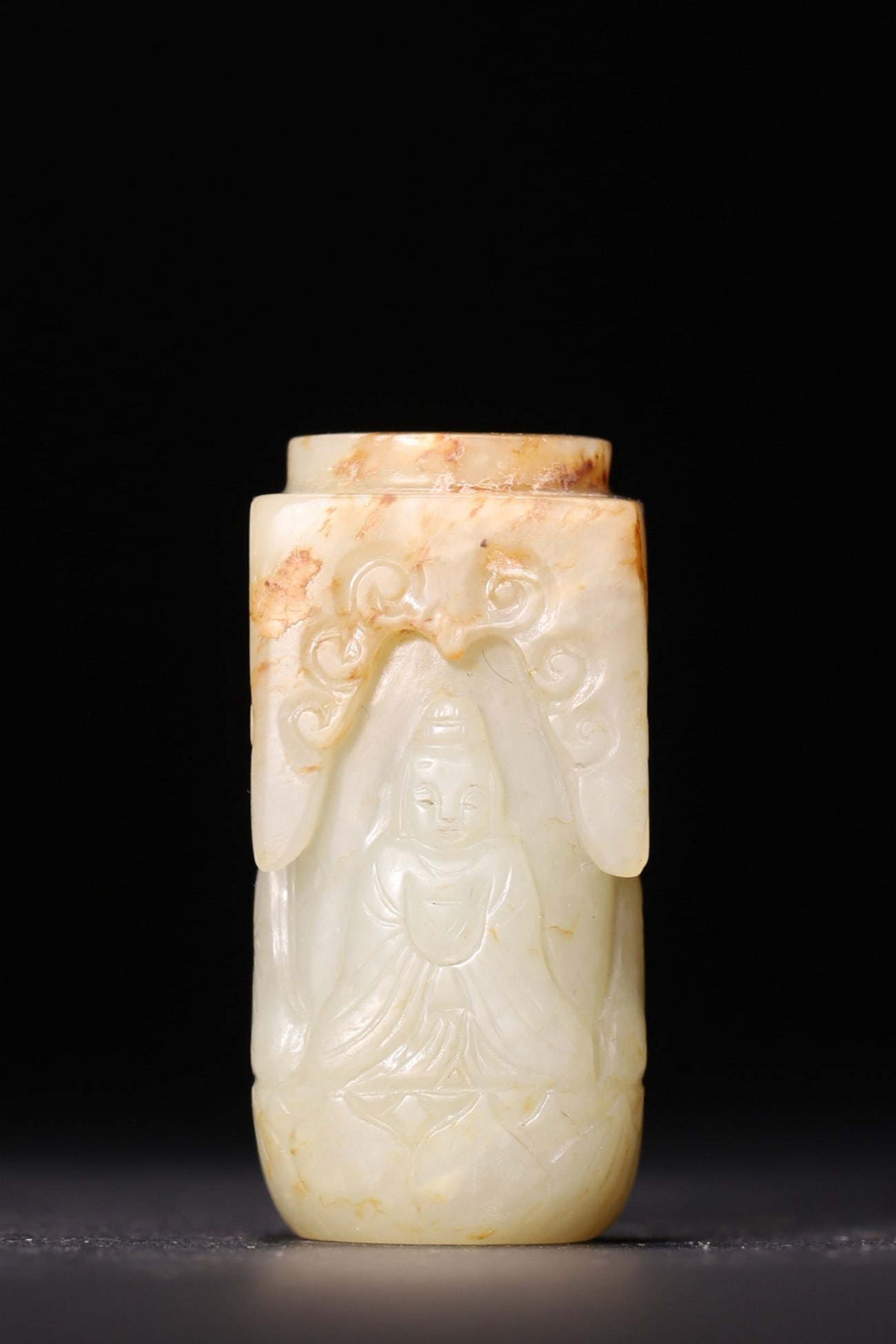 A Hetian White Jade Buddha Lezi with Skin, Qing Dynasty - 2