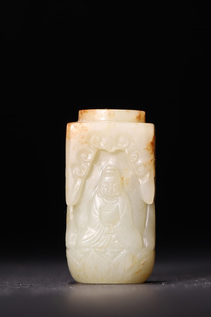 A Hetian White Jade Buddha Lezi with Skin, Qing Dynasty - 3