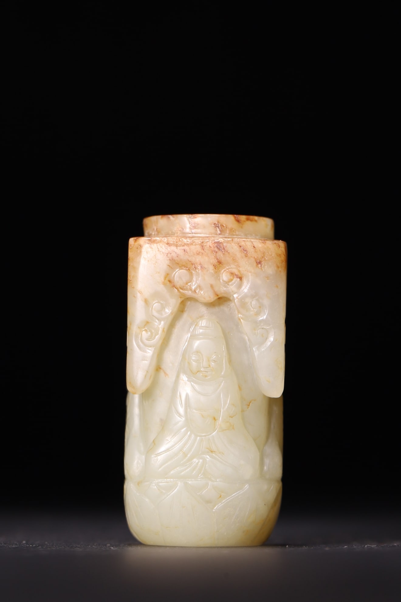 A Hetian White Jade Buddha Lezi with Skin, Qing Dynasty - 4