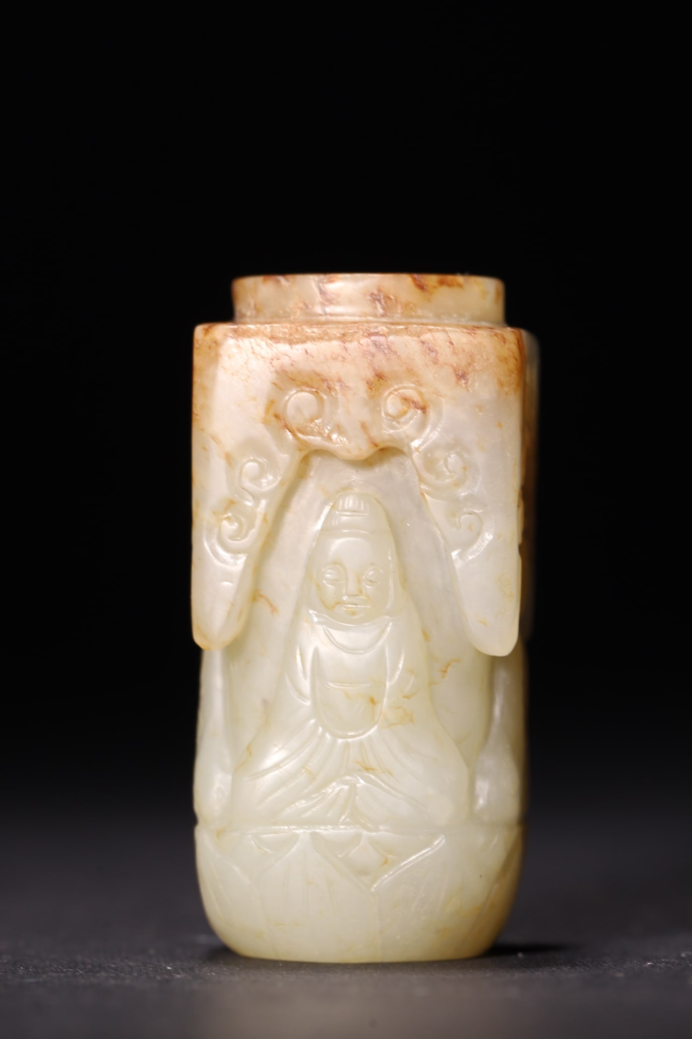 A Hetian White Jade Buddha Lezi with Skin, Qing Dynasty - 5