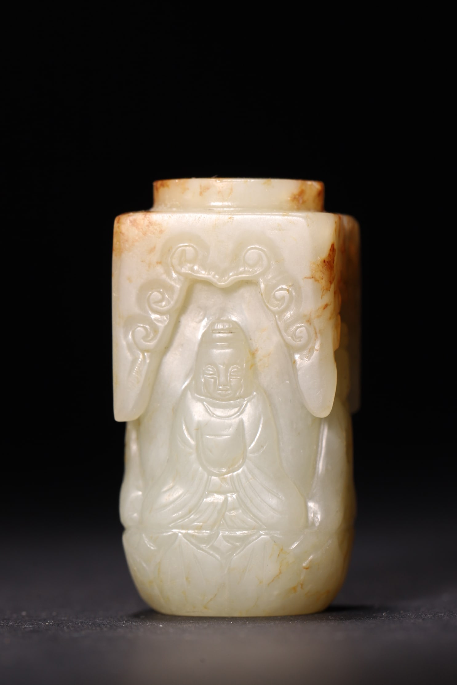 A Hetian White Jade Buddha Lezi with Skin, Qing Dynasty - 6