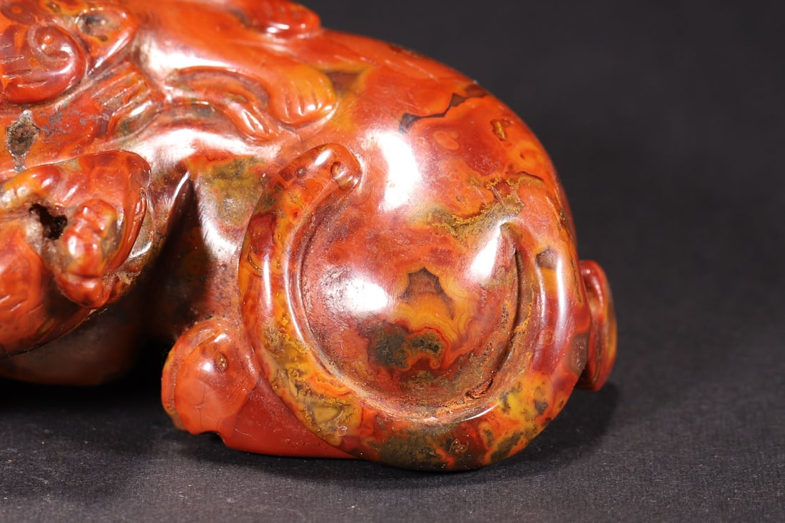 A Red Agate Pixiu Ornament (Han Dynasty) - 4