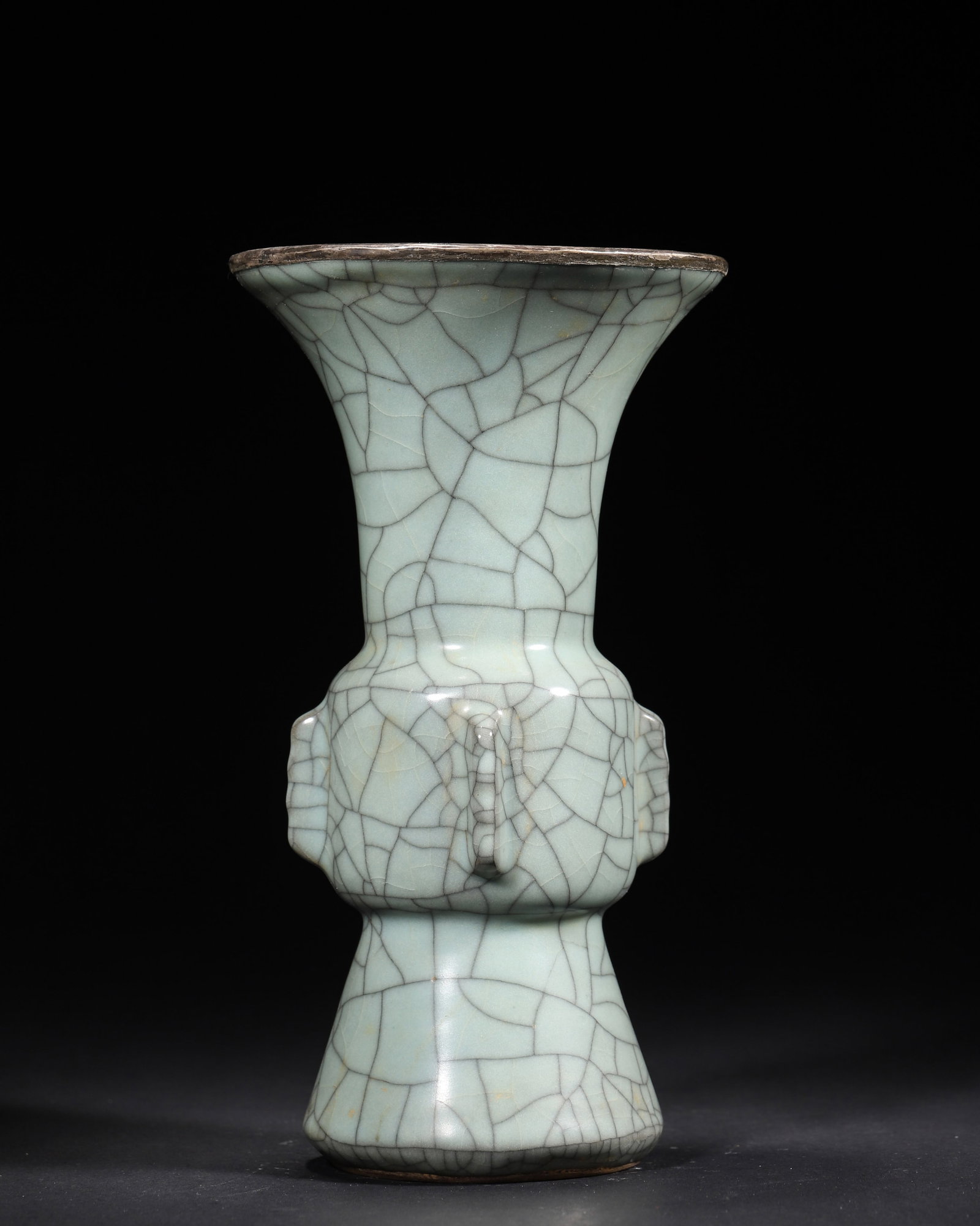 A Ge-Type Glazed Vase with Silver-Gilt Mount, Song Dynasty, Marked "Yikun Gong" (1 of 7)
