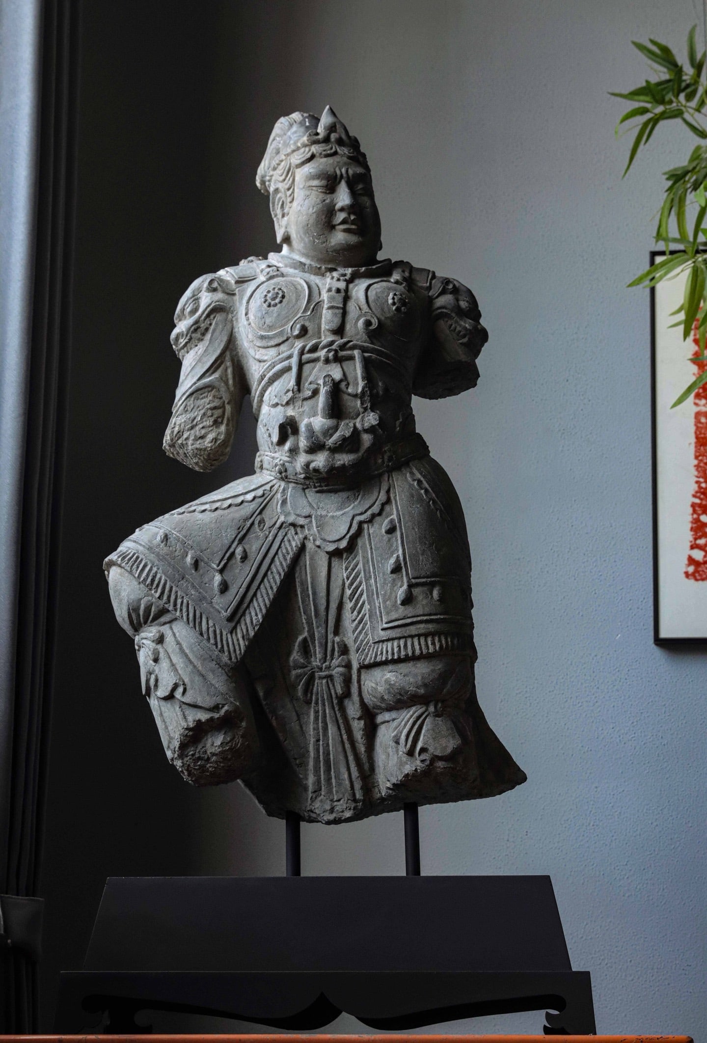 A Grey Stone Fragment of Heavenly King Statue, Tang Dynasty (1 of 9)