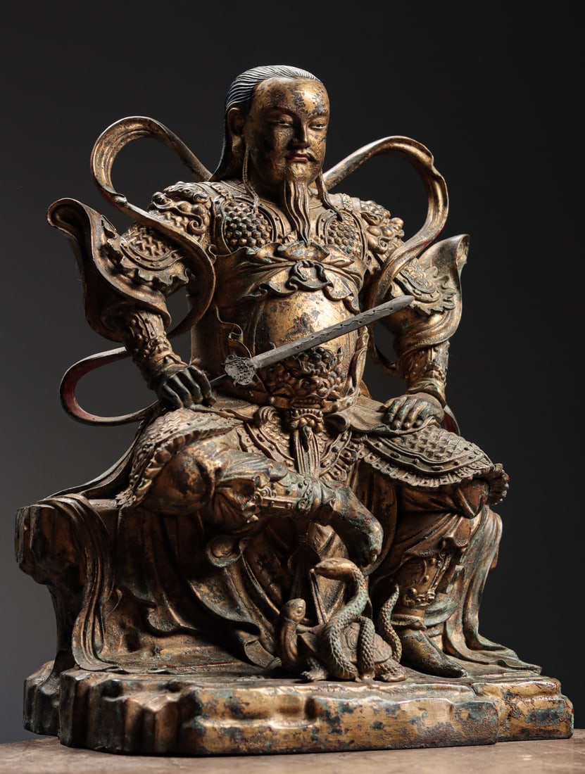 A Gilt Bronze Statue of Zhenwu Emperor, Qing Dynasty - 3