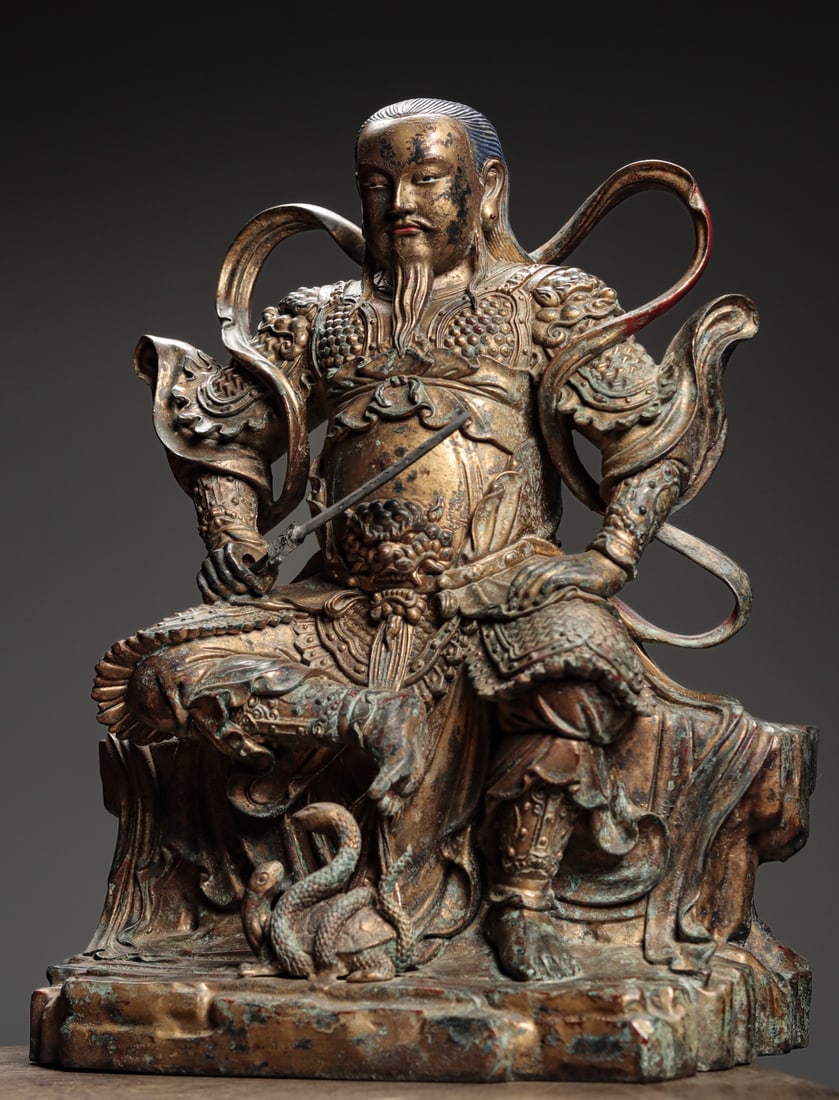 A Gilt Bronze Statue of Zhenwu Emperor, Qing Dynasty - 5