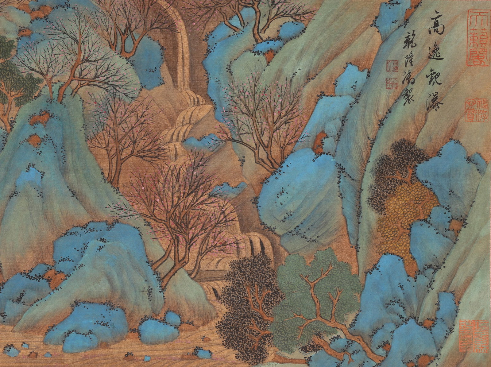 A Silk "Dongting Spring Poem" Combined Painting and Calligraphy Handscroll Attributed to Su Shi, - 4