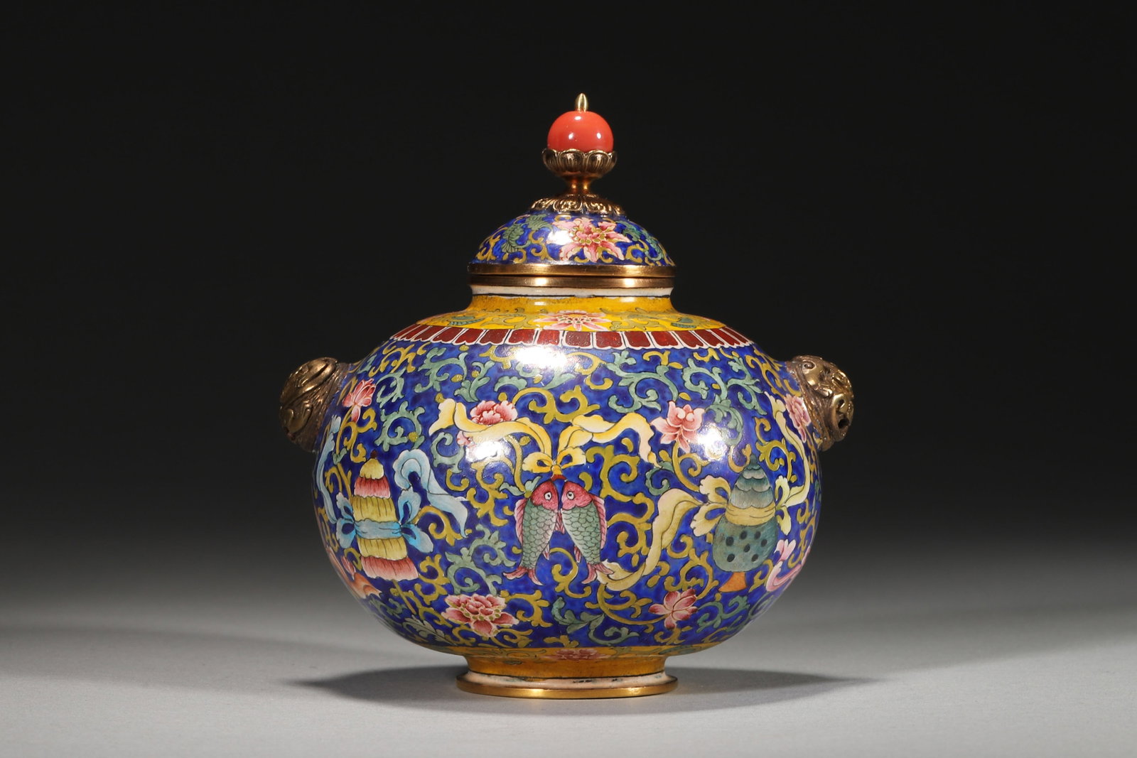 An Enameled Copper Censer With Auspicious Emblems, Qianlong Period (1 of 8)