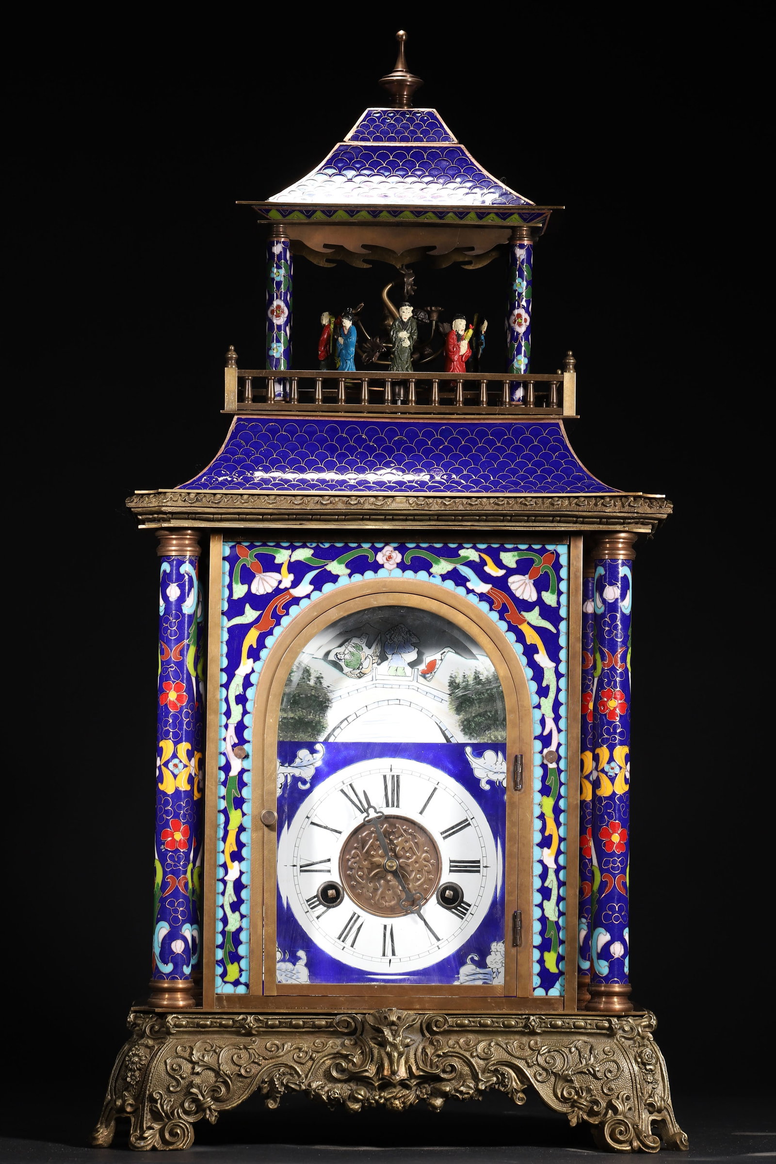 A Cloisonné Pavilion-Form Automaton Clock-Qing Dynasty (1 of 14)