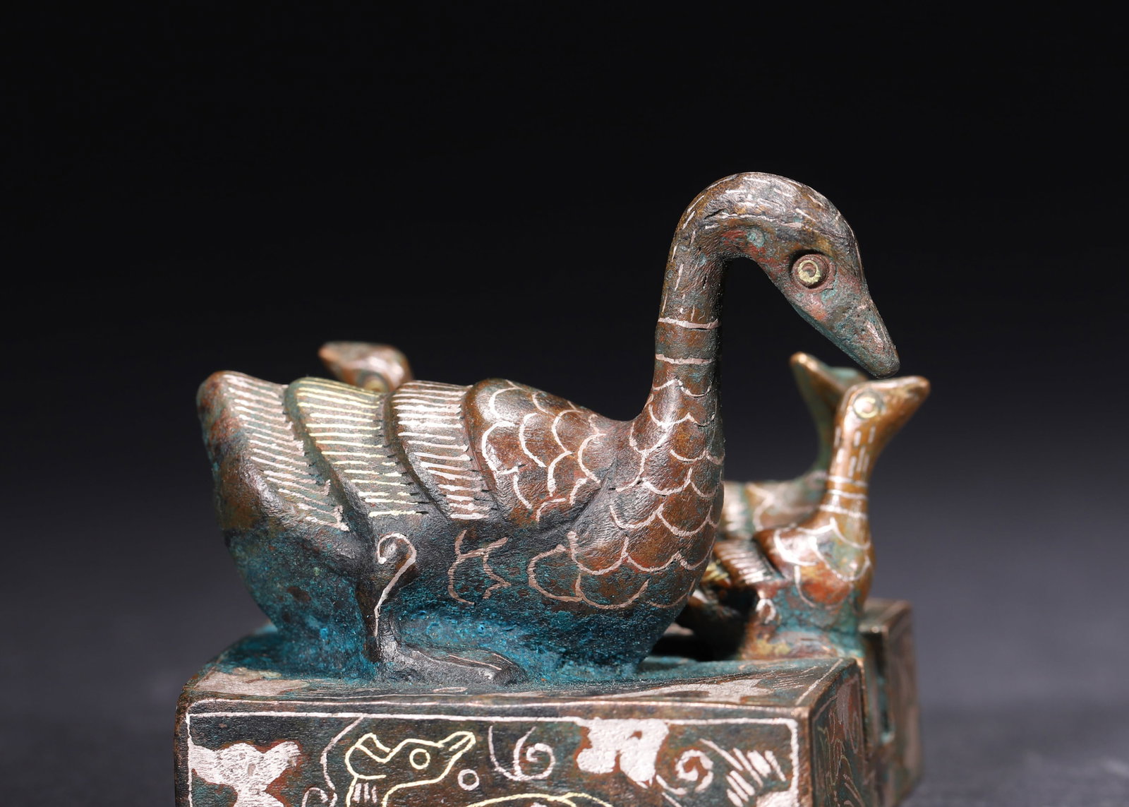 A Set of Bronze Duck-Head Seals with Gold and Silver Inlay, Han Dynasty - 5