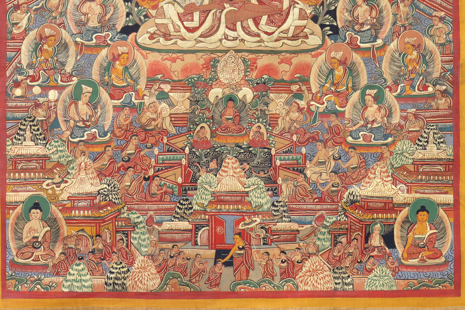 A Amitabha Pure Land Thangka - Qing Dynasty - 4