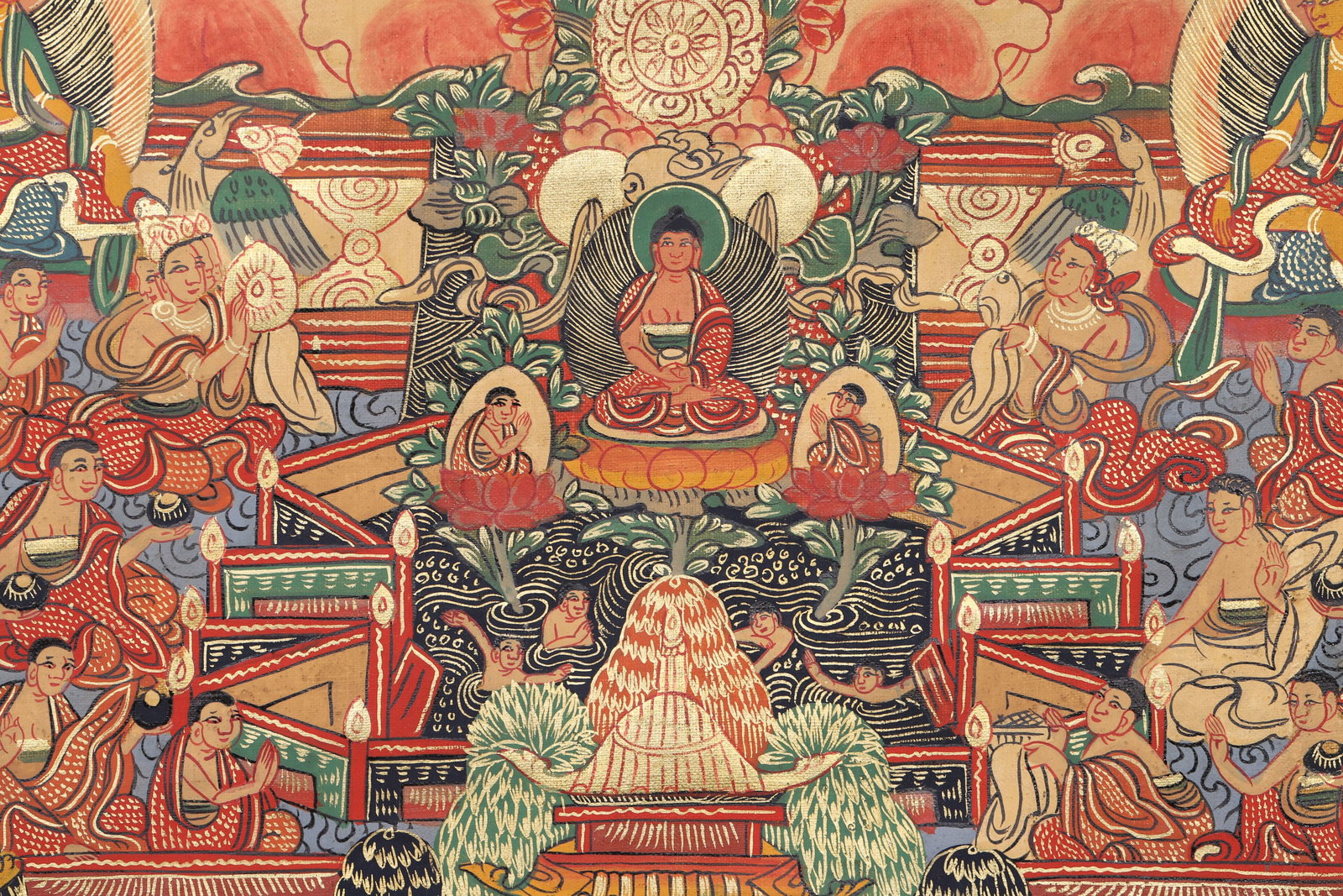 A Amitabha Pure Land Thangka - Qing Dynasty - 6