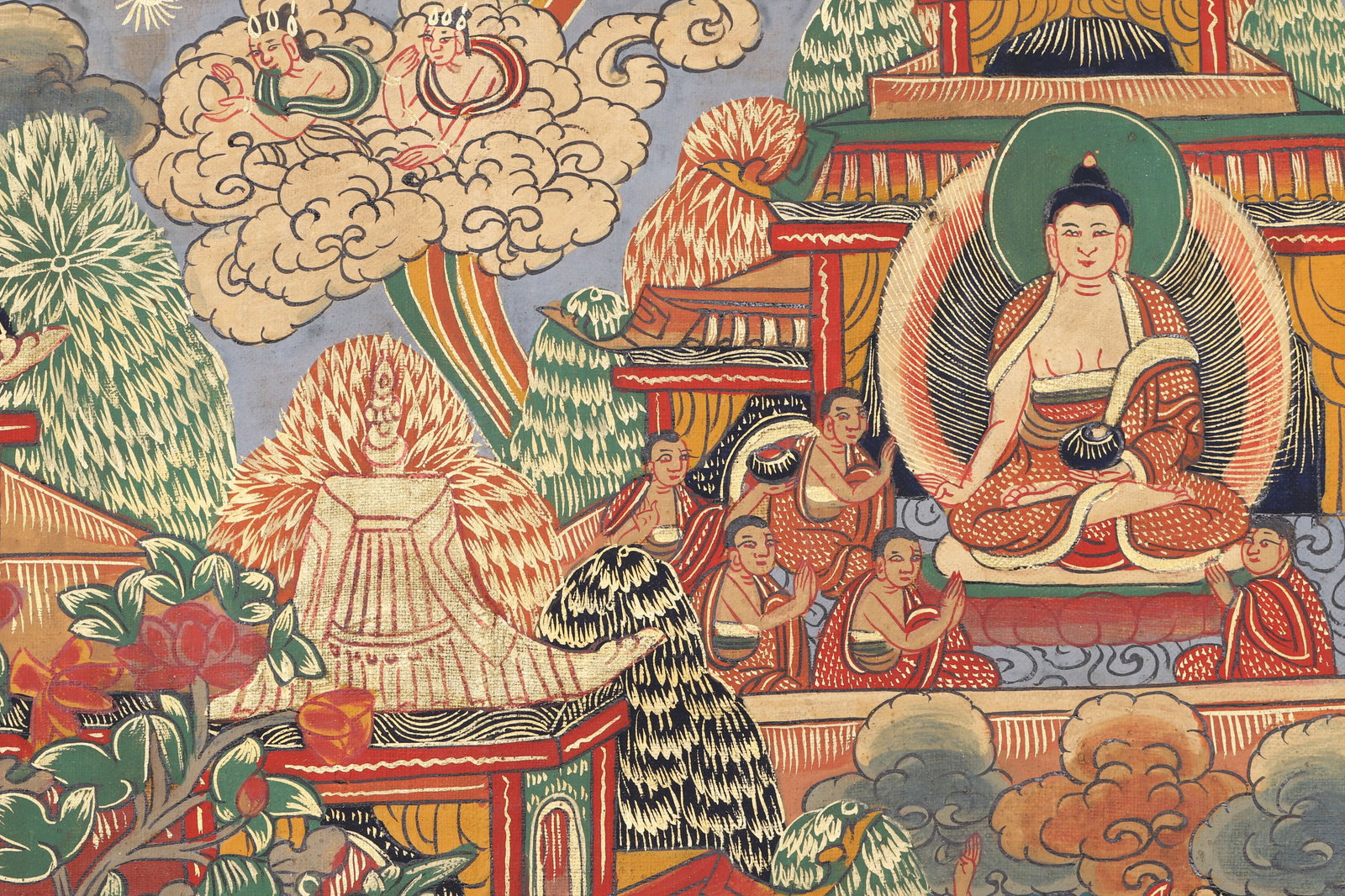 A Amitabha Pure Land Thangka - Qing Dynasty - 8